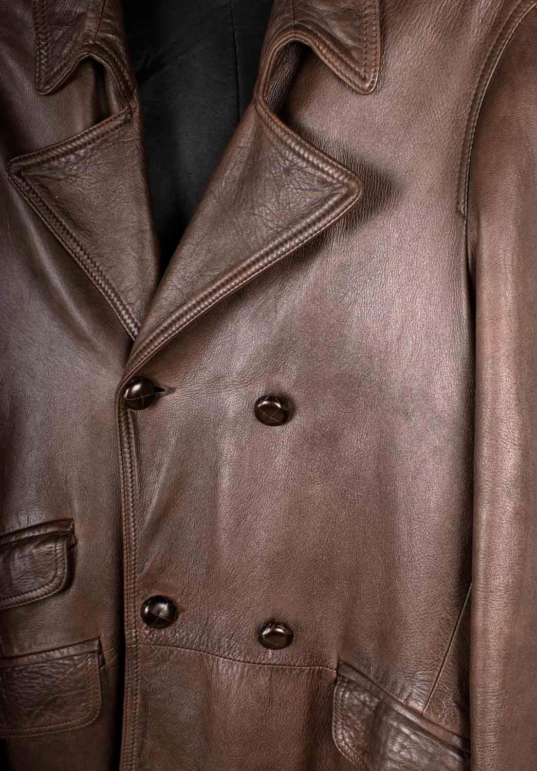 Maison Martin Margiela Abrigo de piel para hombre Abrigo largo tipo gabardina Talla L Marrón en venta