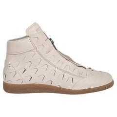 Maison Martin Margiela Men's Replica Leather High Top Sneaker in Bone  44 / 11