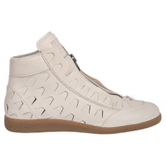 Used Maison Martin Margiela Men's Replica Leather High Top Sneaker in Bone  44 / 11  