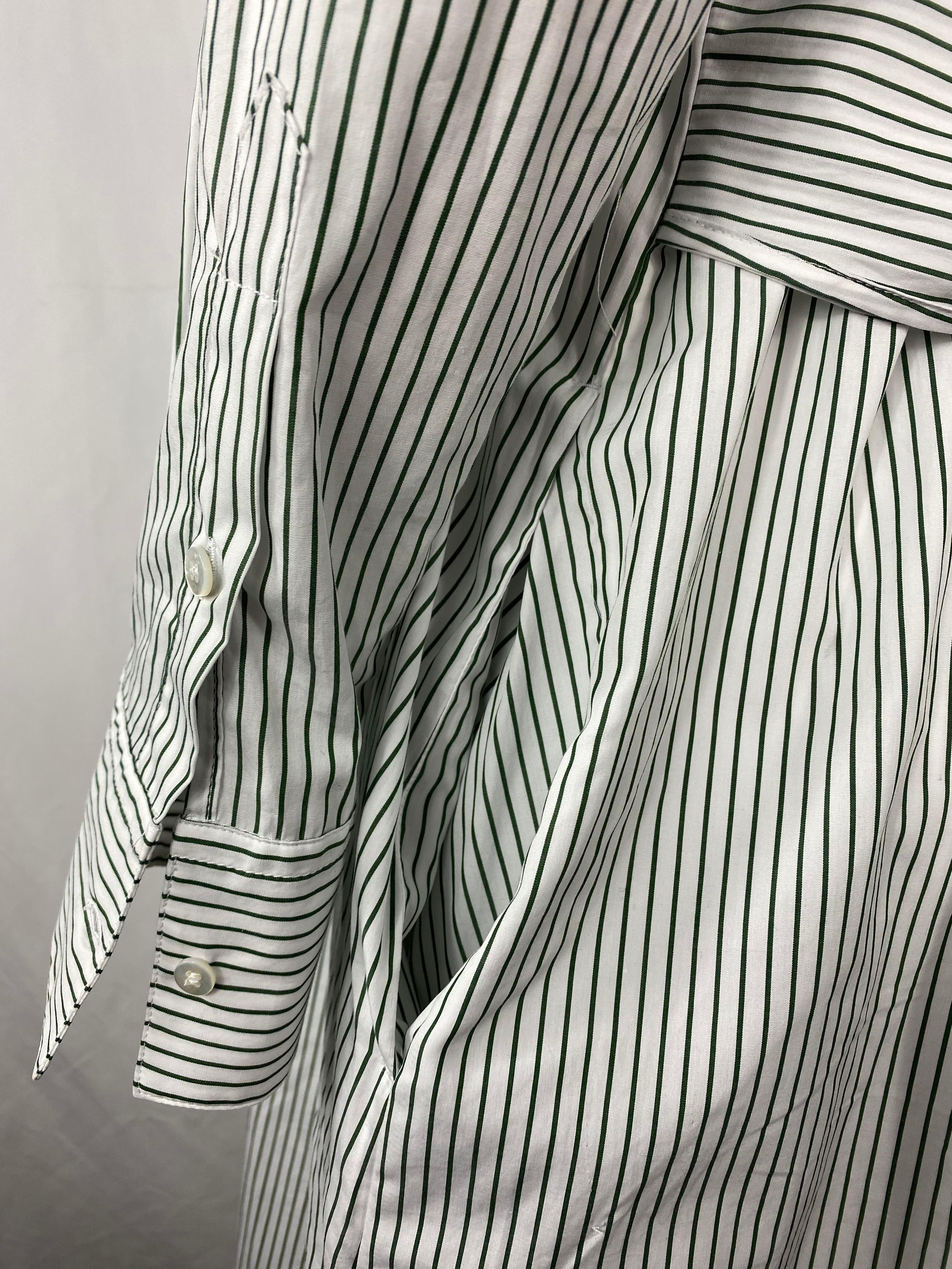 Maison Martin Margiela - Robe chemise boutonnée blanche et verte MM6, taille 42 en vente 4