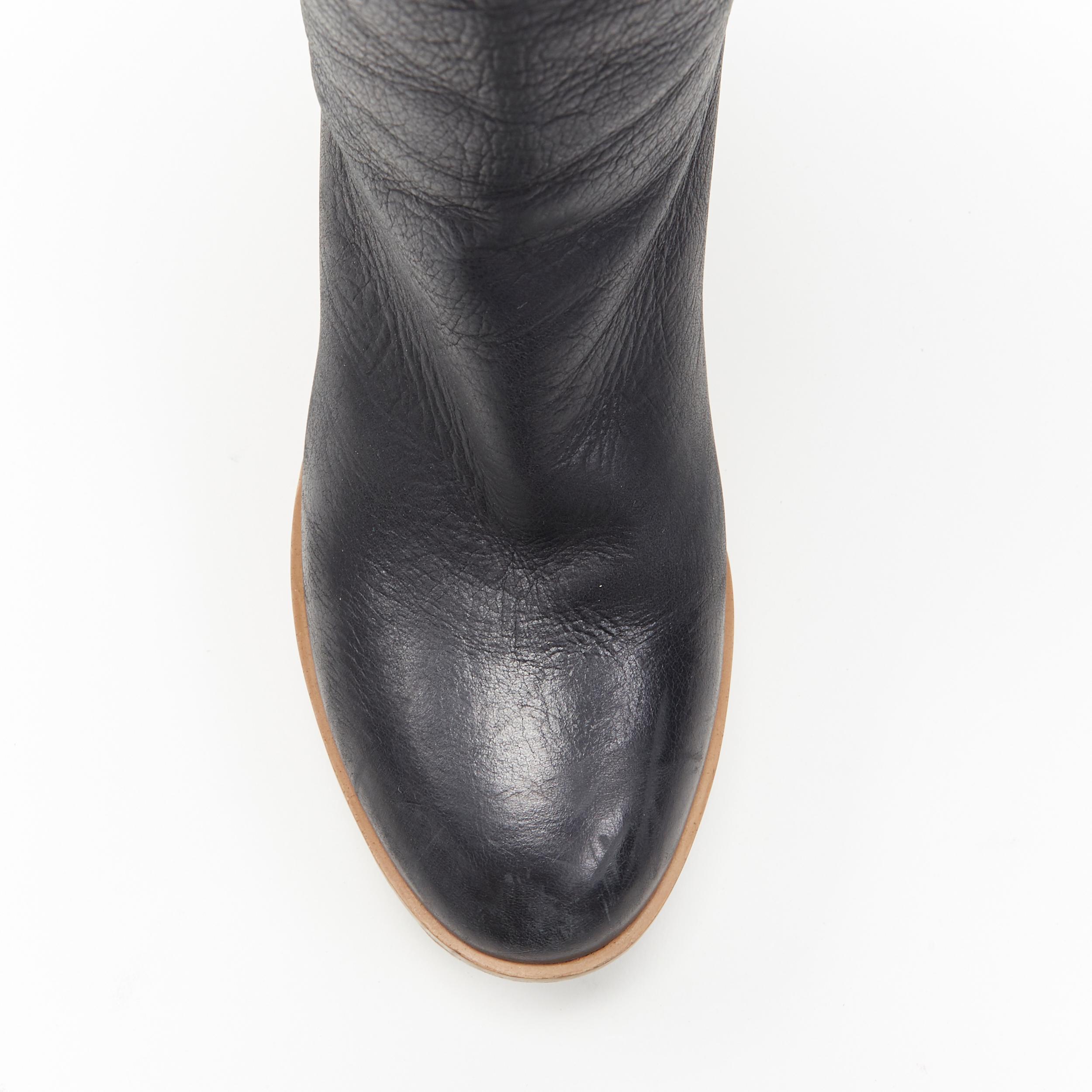 MAISON MARTIN MARGIELA MMM black washed leather wooden platform boot EU39 In Fair Condition In Hong Kong, NT
