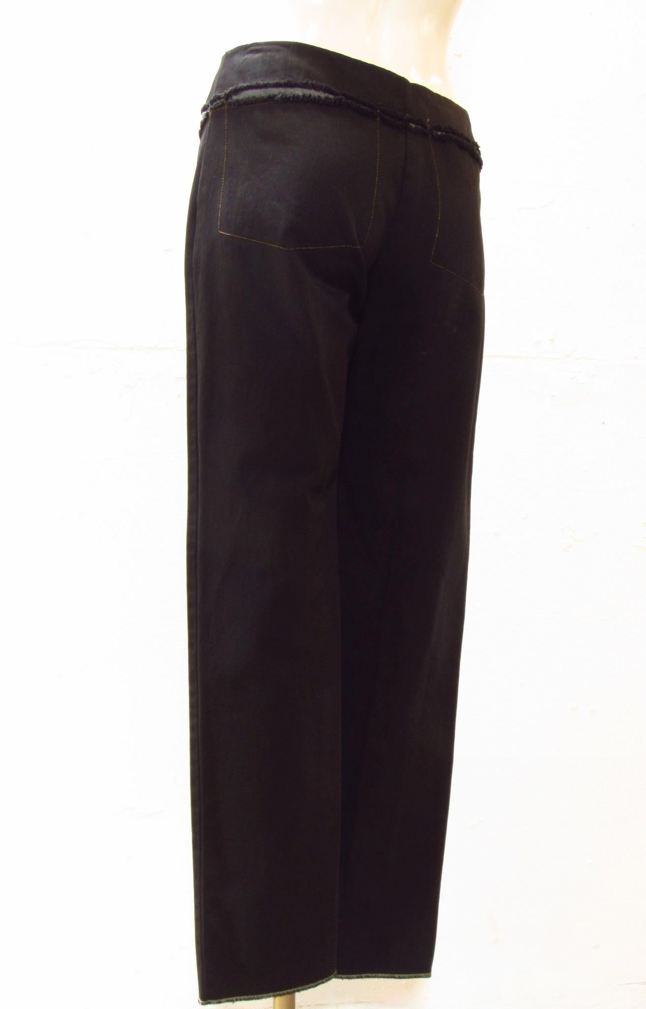 Maison Martin Margiela Narrow Leg Black Denim cut out Pant In New Condition For Sale In Laguna Beach, CA