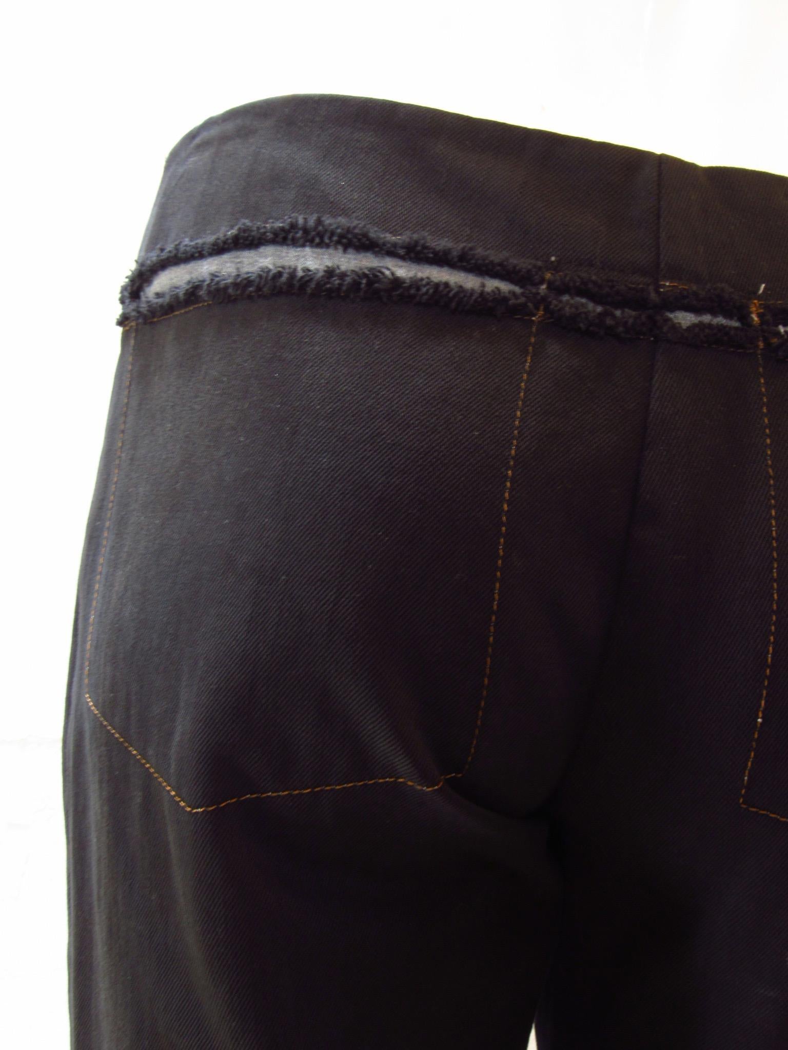 Maison Martin Margiela Narrow Leg Black Denim cut out Pant For Sale 3