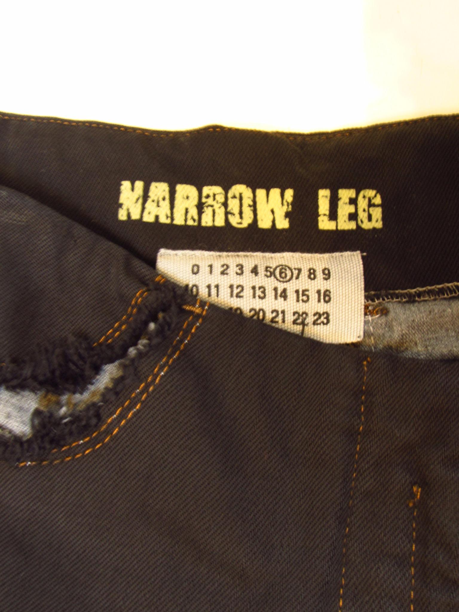 Maison Martin Margiela Narrow Leg Black Denim cut out Pant For Sale 5