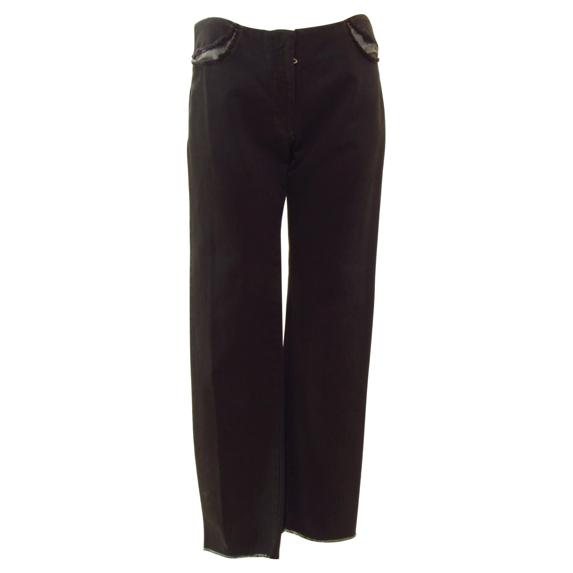 Maison Maison Martin Margiela Schwarze Hose mit schmalem Bein und ausgeschnittenem Denim