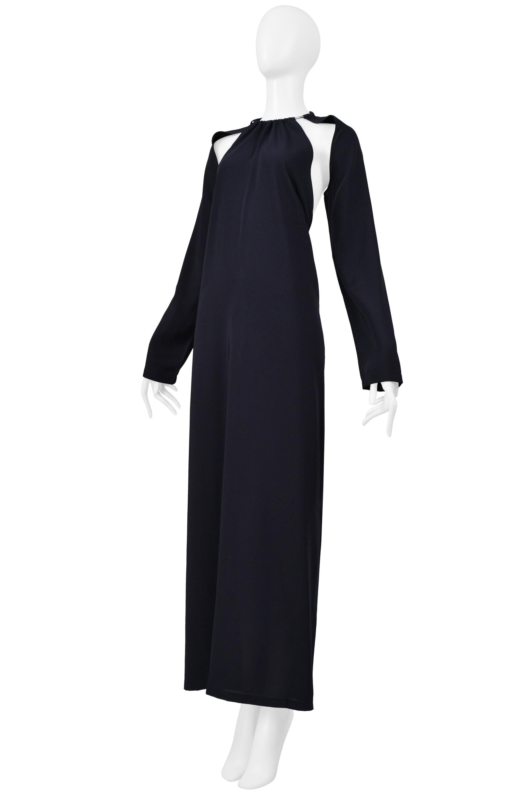 Noir Maison Martin Margiela Navy - Robe dos nu avec col en métal et découpe 2000 en vente