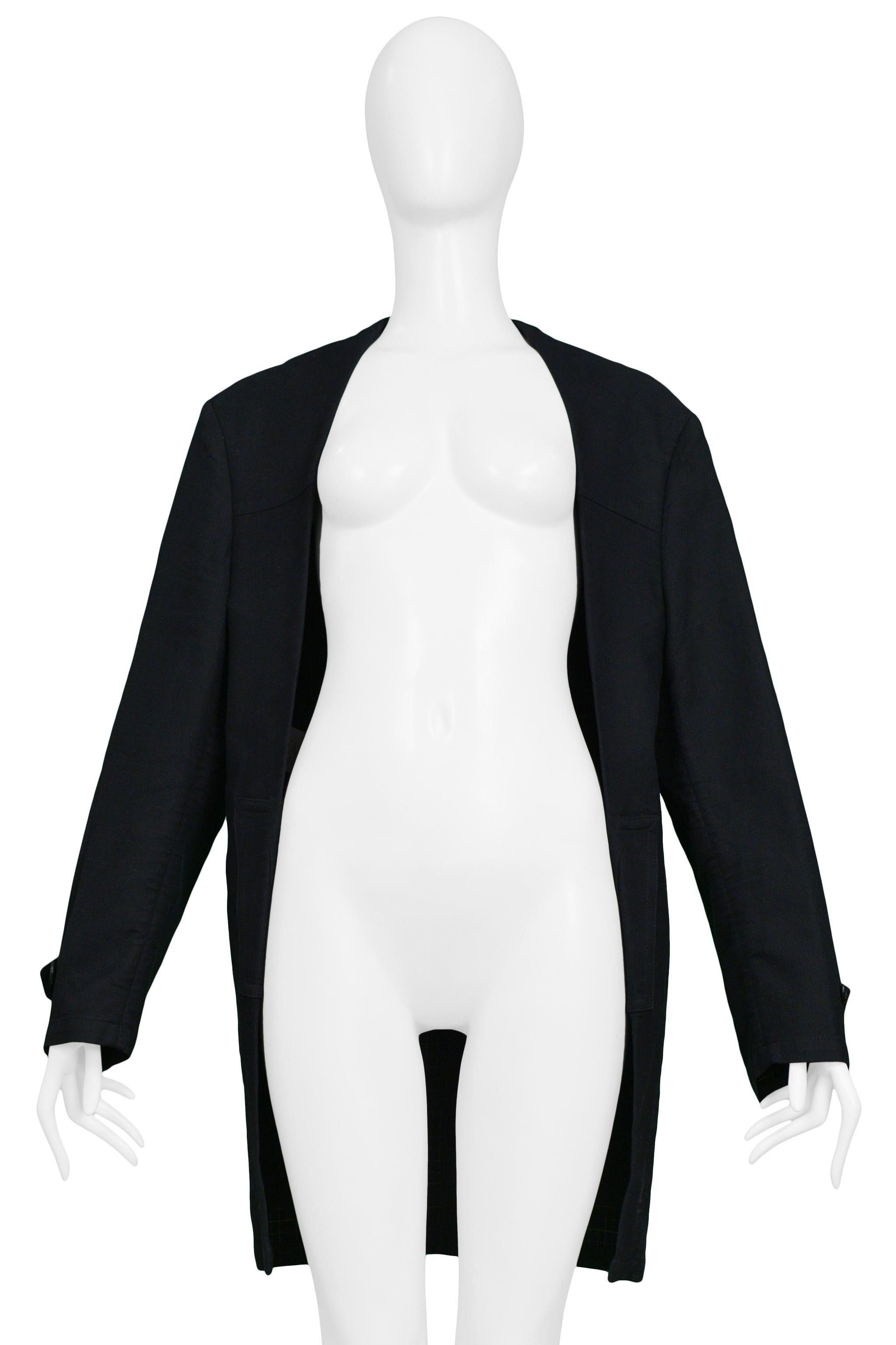 Maison Martin Margiela Navy & Black Flat Front Open Jacket In Excellent Condition In Los Angeles, CA