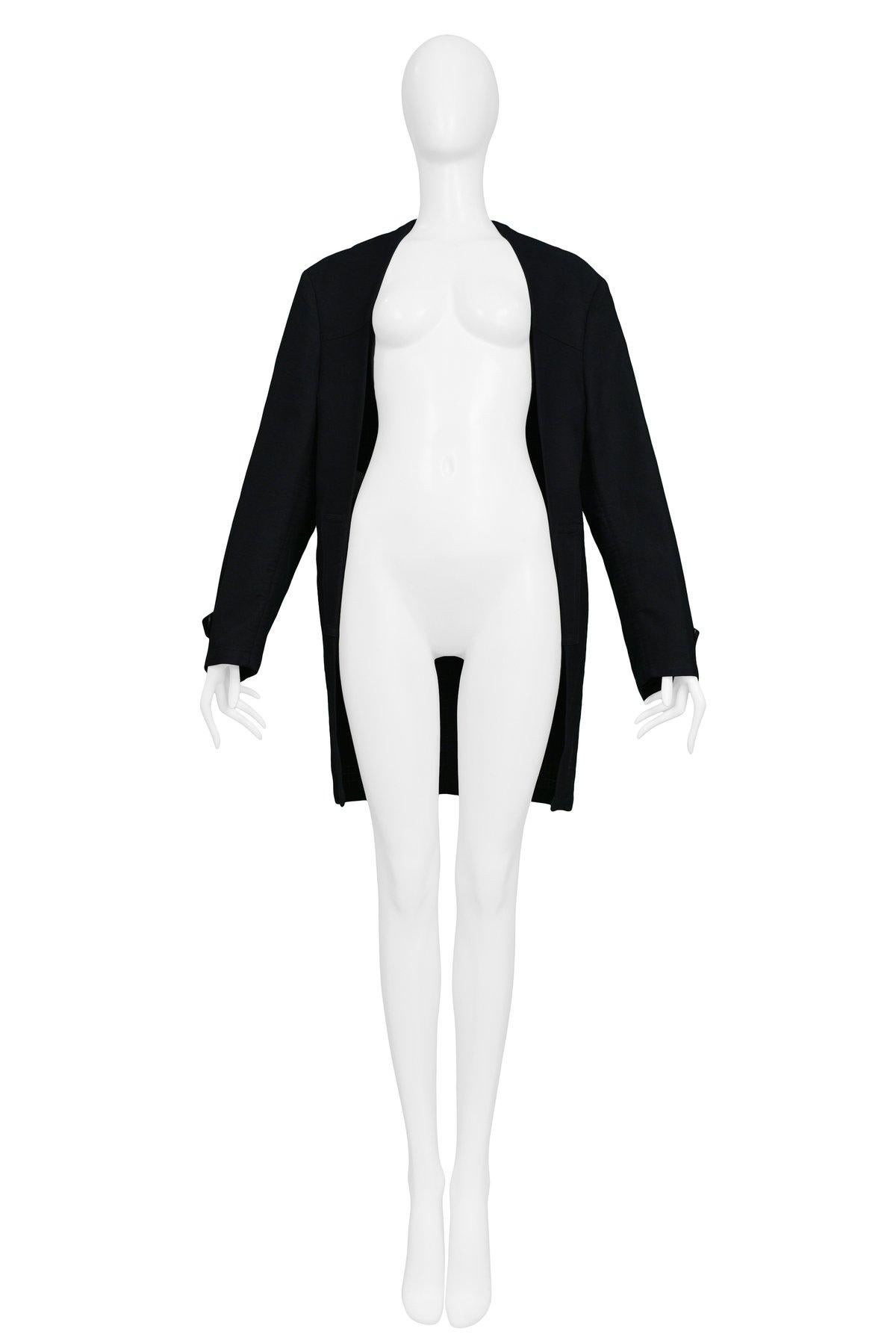 Women's Maison Martin Margiela Navy & Black Flat Front Open Jacket