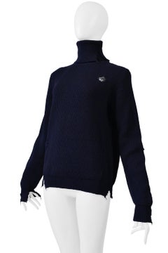 Maison Martin Margiela Jersey de cuello alto azul marino envejecido 2000