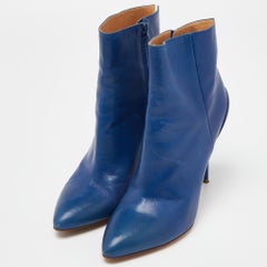 Maison Martin Margiela Navy Blue Leather Pointed Toe Ankle Booties Size 39