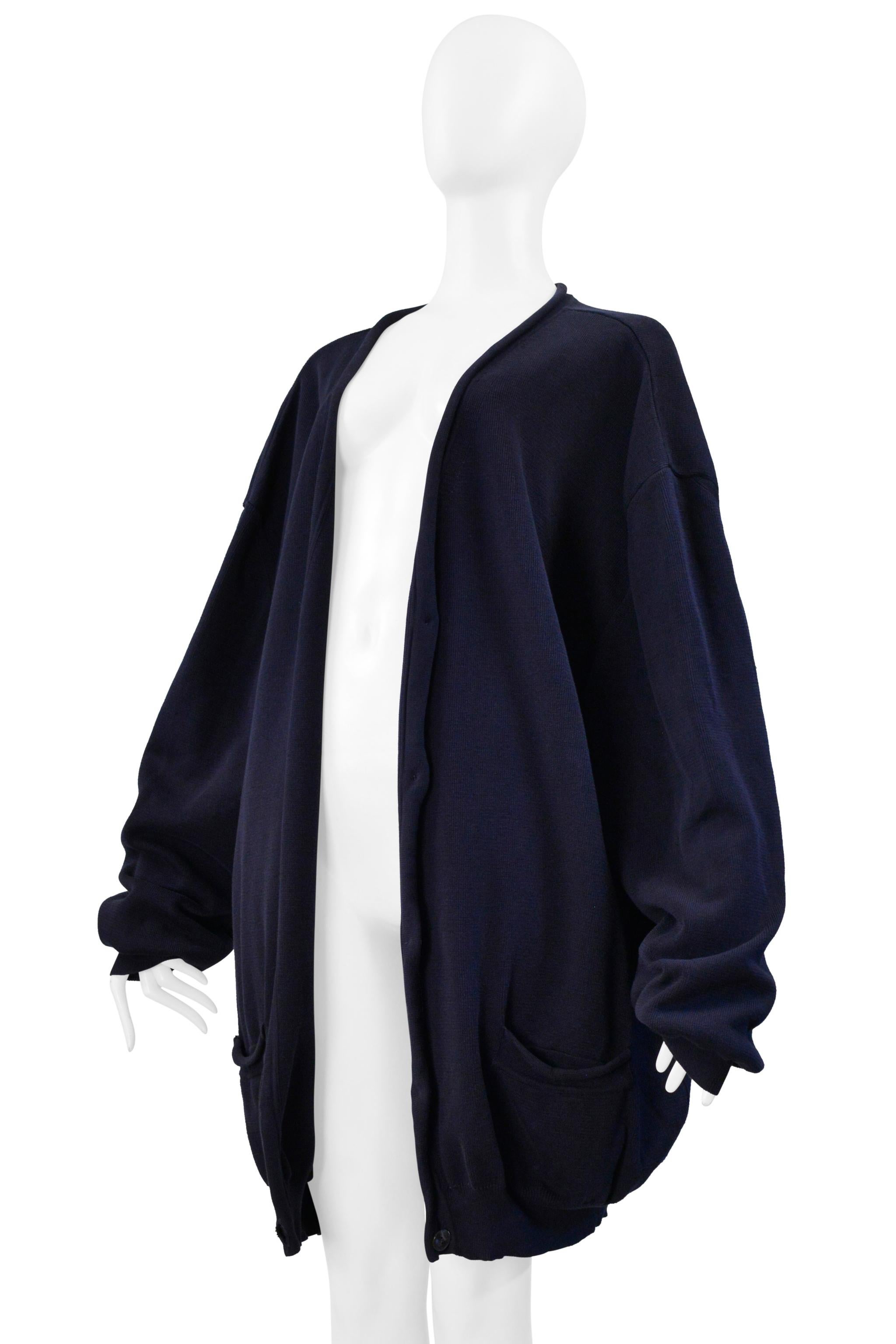 Maison Martin Margiela Marineblauer übergroßer Cardigan Pullover Ss 2000 im Angebot 2