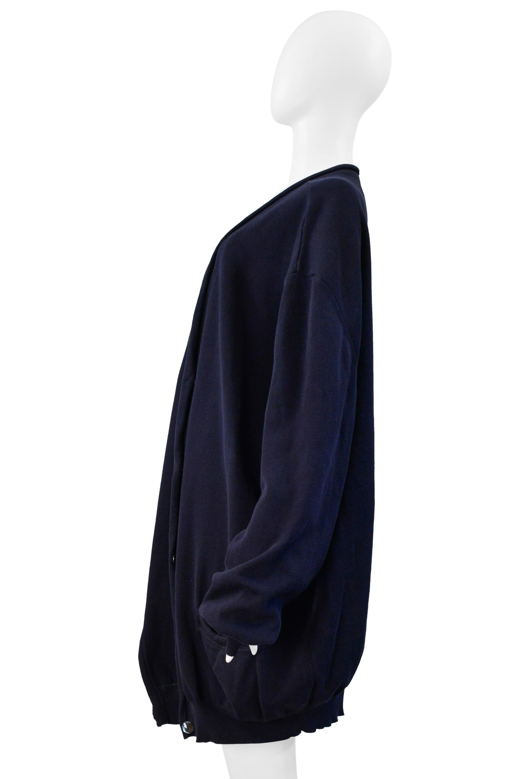 Maison Martin Margiela Marineblauer übergroßer Cardigan Pullover Ss 2000 im Angebot 3