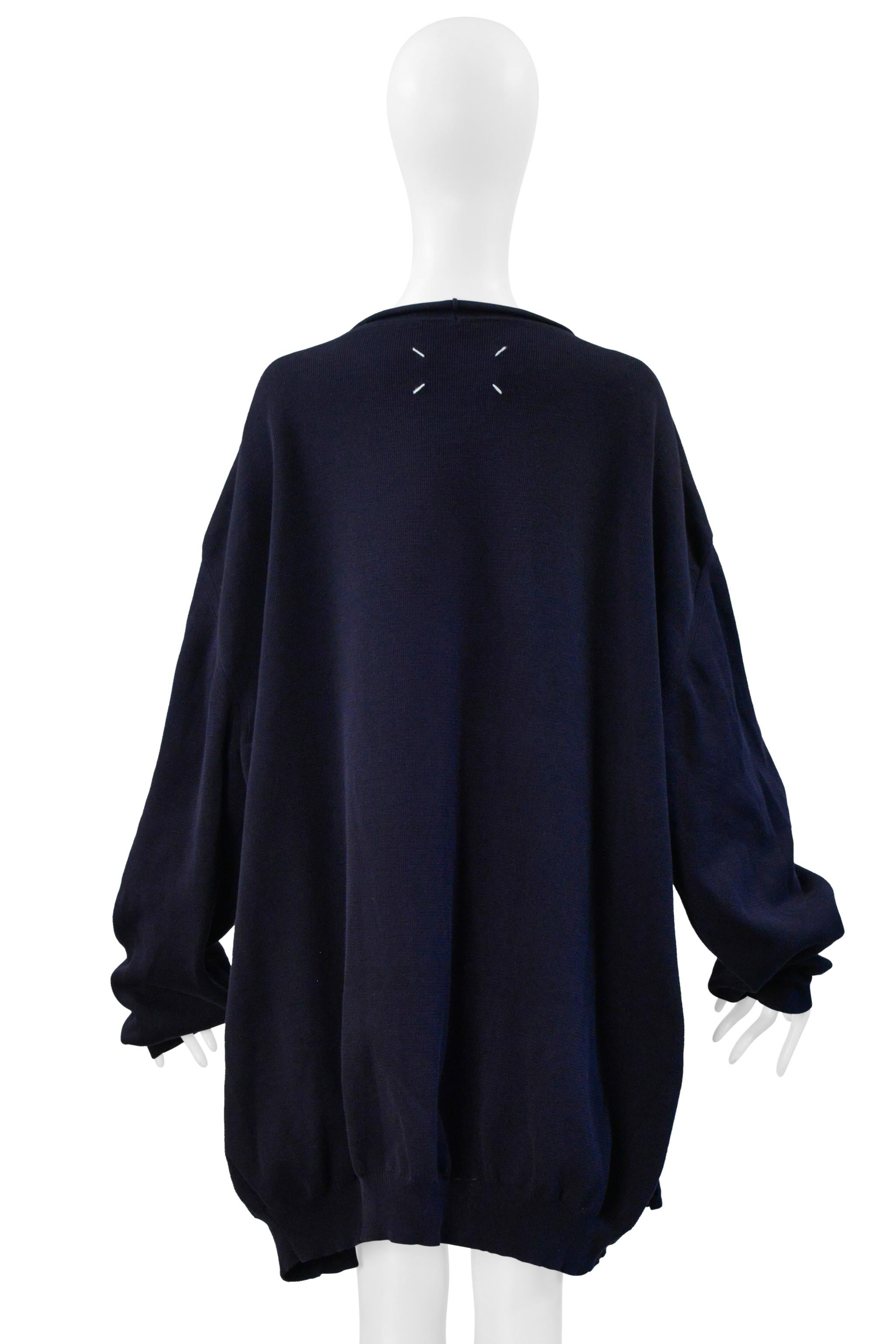 Maison Martin Margiela Marineblauer übergroßer Cardigan Pullover Ss 2000 im Angebot 4