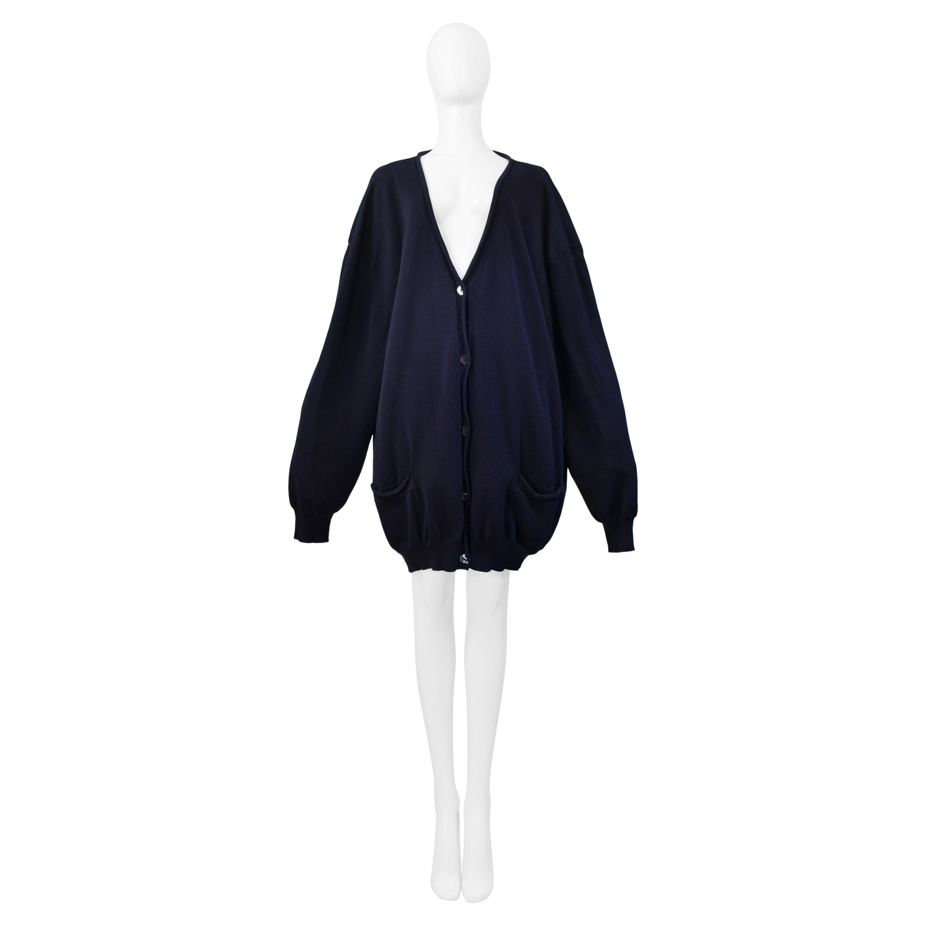 Maison Martin Margiela Marineblauer übergroßer Cardigan Pullover Ss 2000 im Angebot