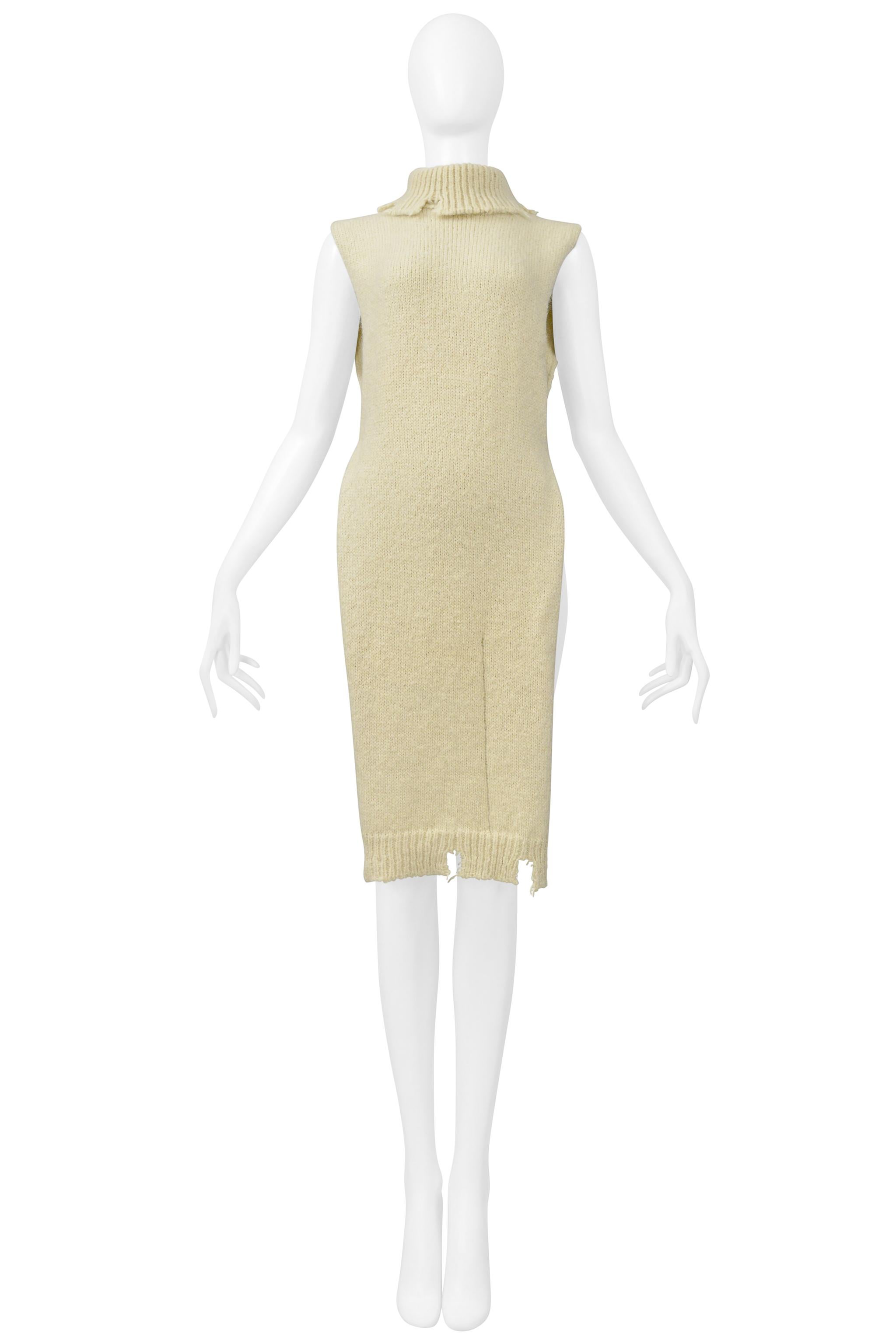 Maison Martin Margiela Blanco roto Suéter deconstruido con cuello alto 2000 en Excelente estado para la venta en Los Angeles, CA