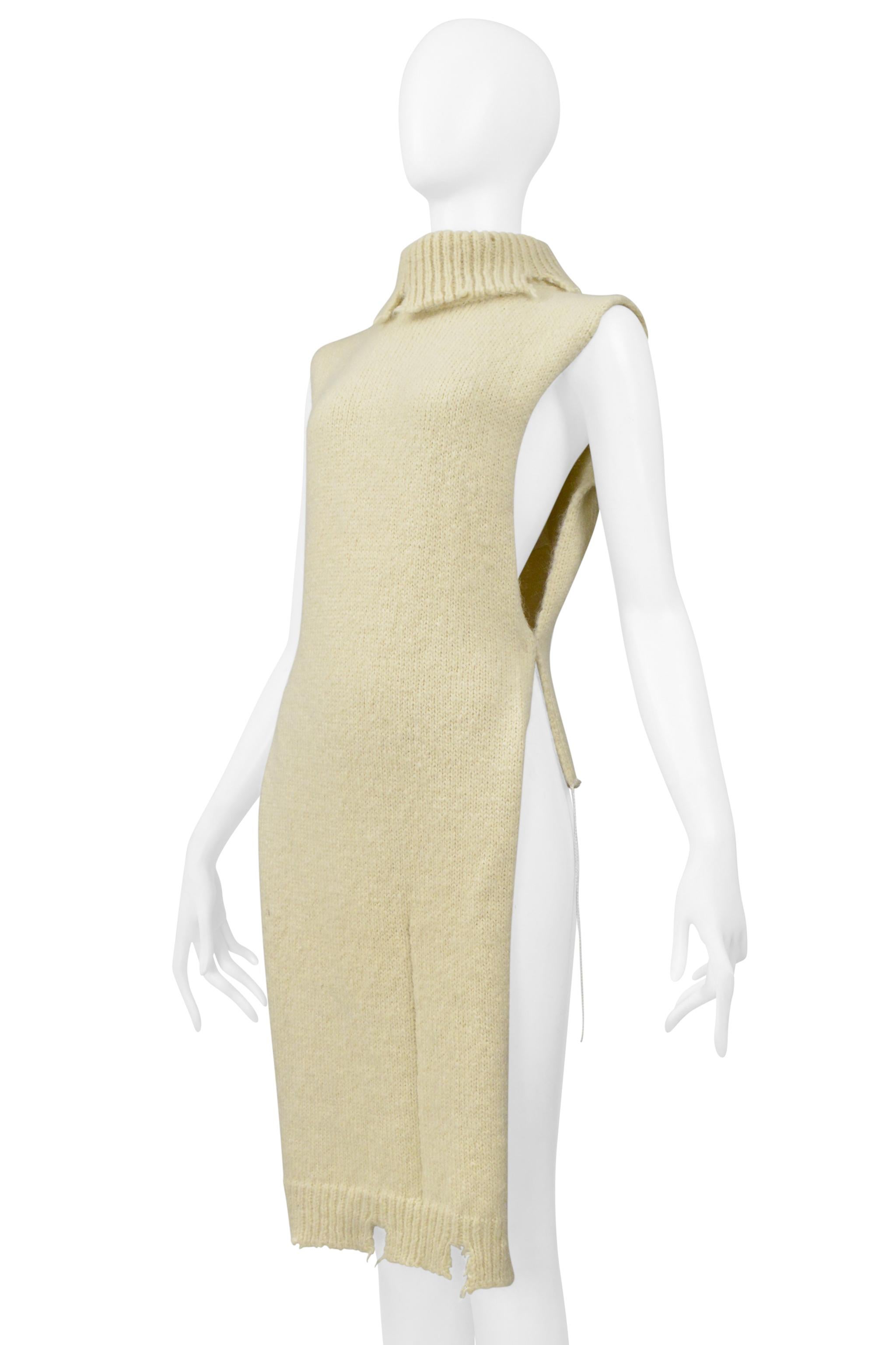 De las mujeres Maison Martin Margiela Blanco roto Suéter deconstruido con cuello alto 2000 en venta