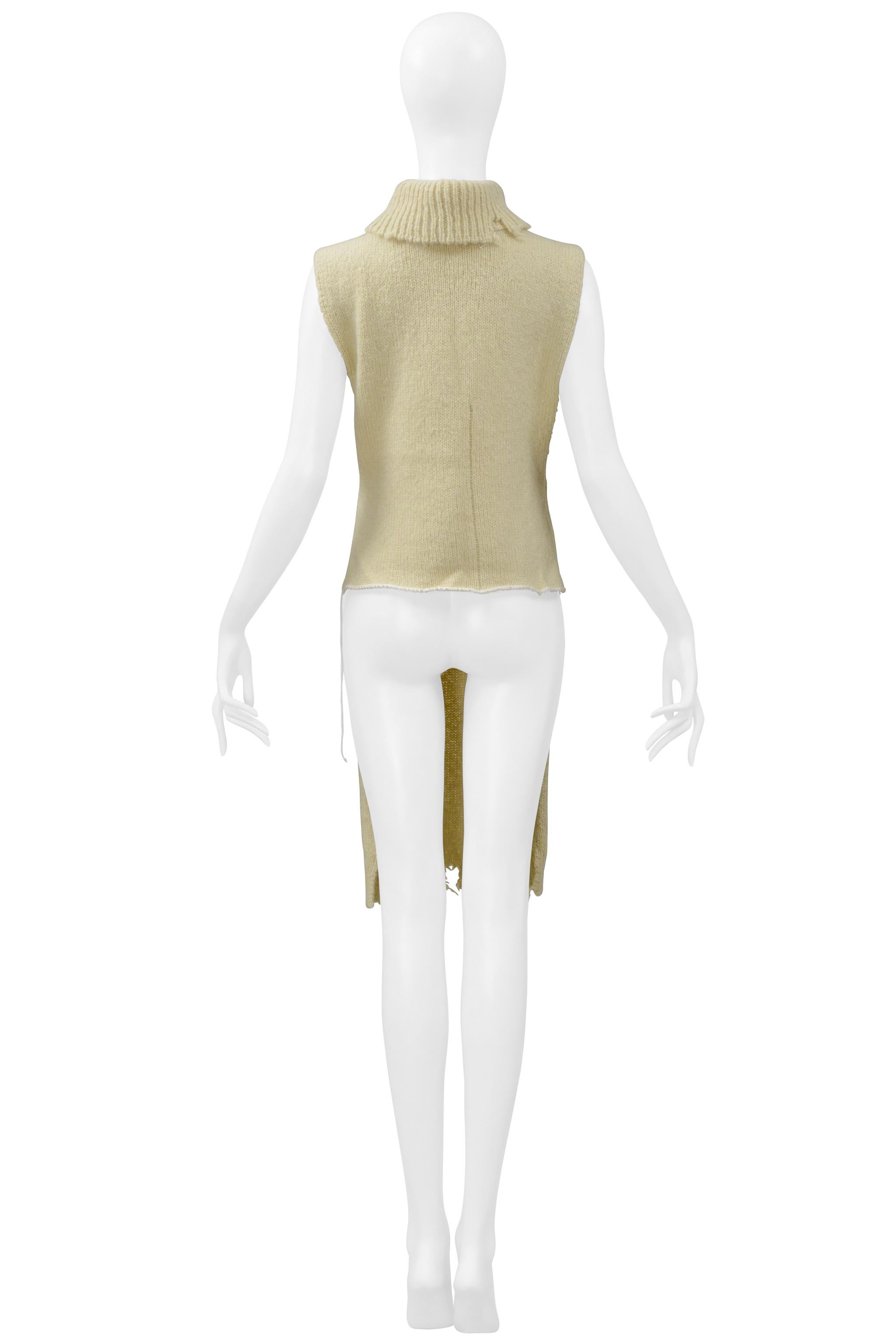 Maison Martin Margiela Blanco roto Suéter deconstruido con cuello alto 2000 en venta 3