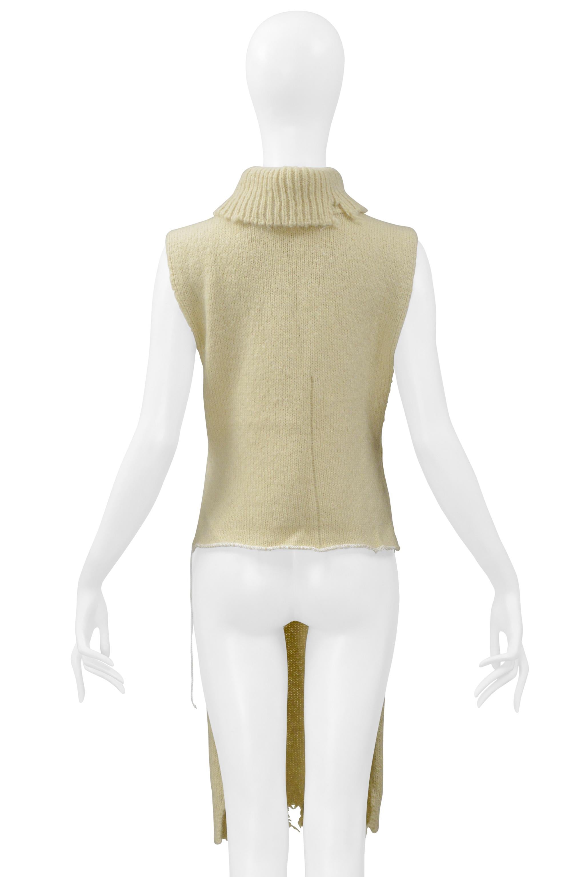 Maison Martin Margiela Blanco roto Suéter deconstruido con cuello alto 2000 en venta 4