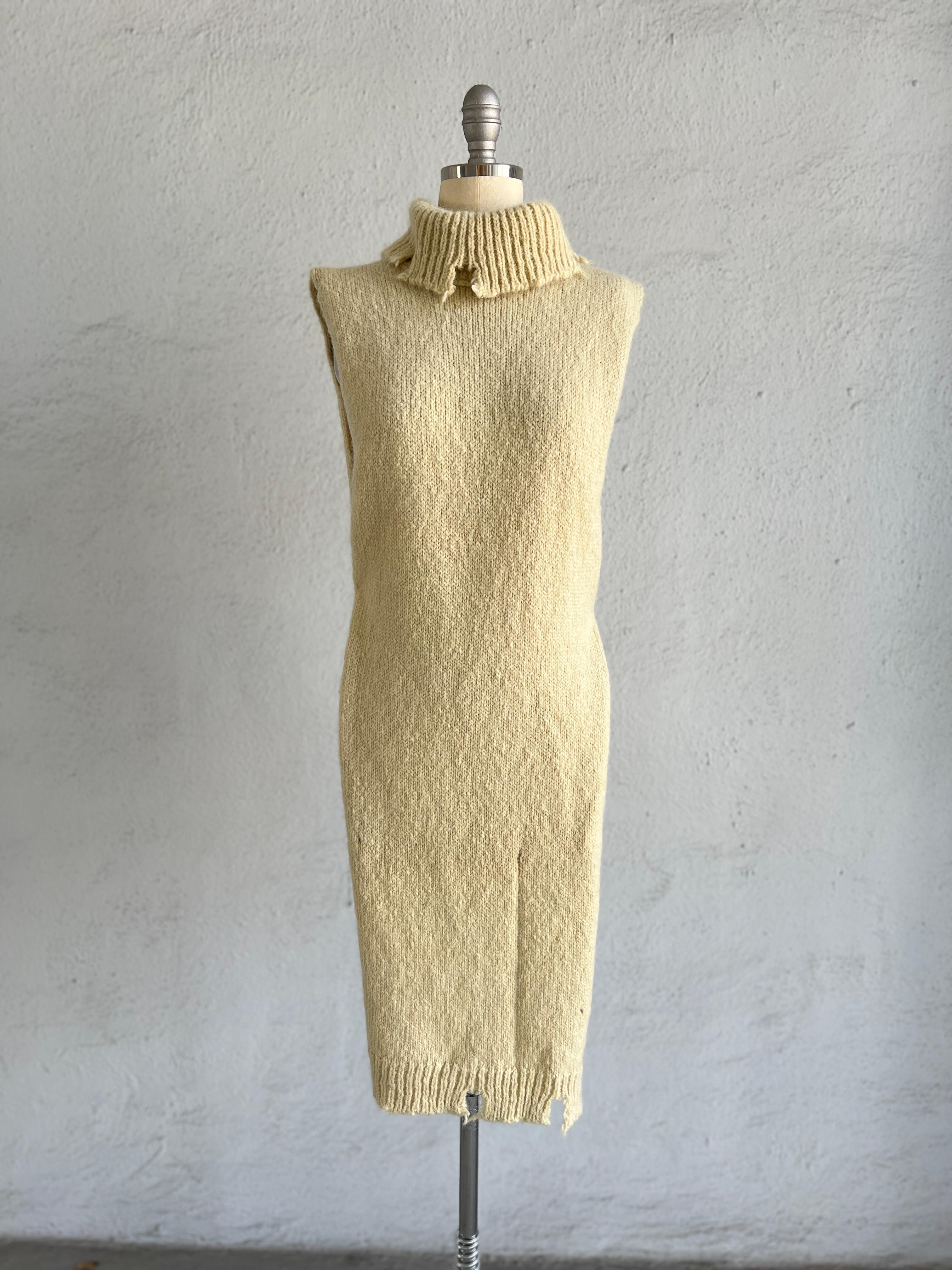Maison Martin Margiela Blanco roto Suéter deconstruido con cuello alto 2000 en venta 5