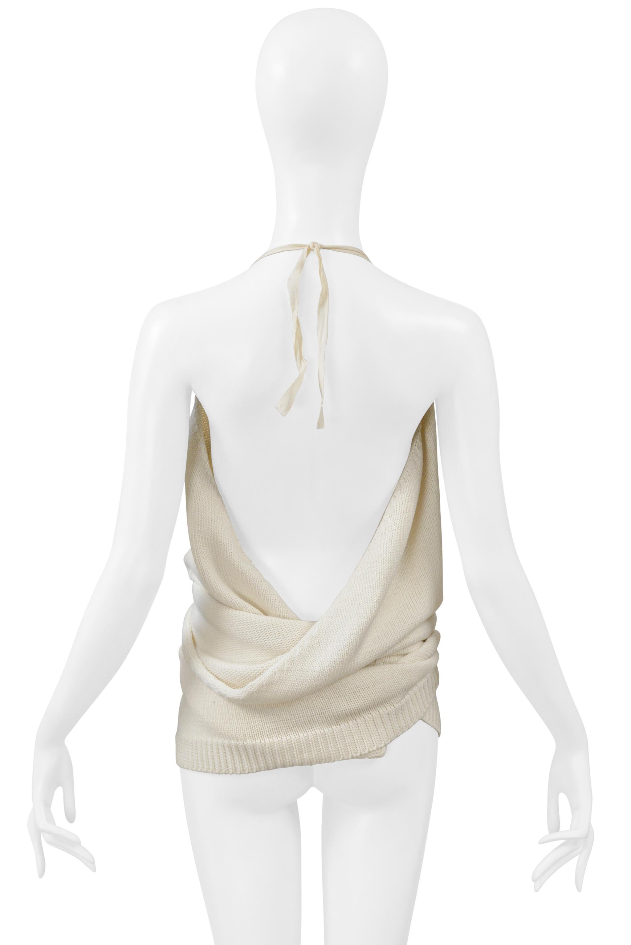 Donna Maison Martin Margiela Off White Knit Wrap Halter Top 2000 in vendita