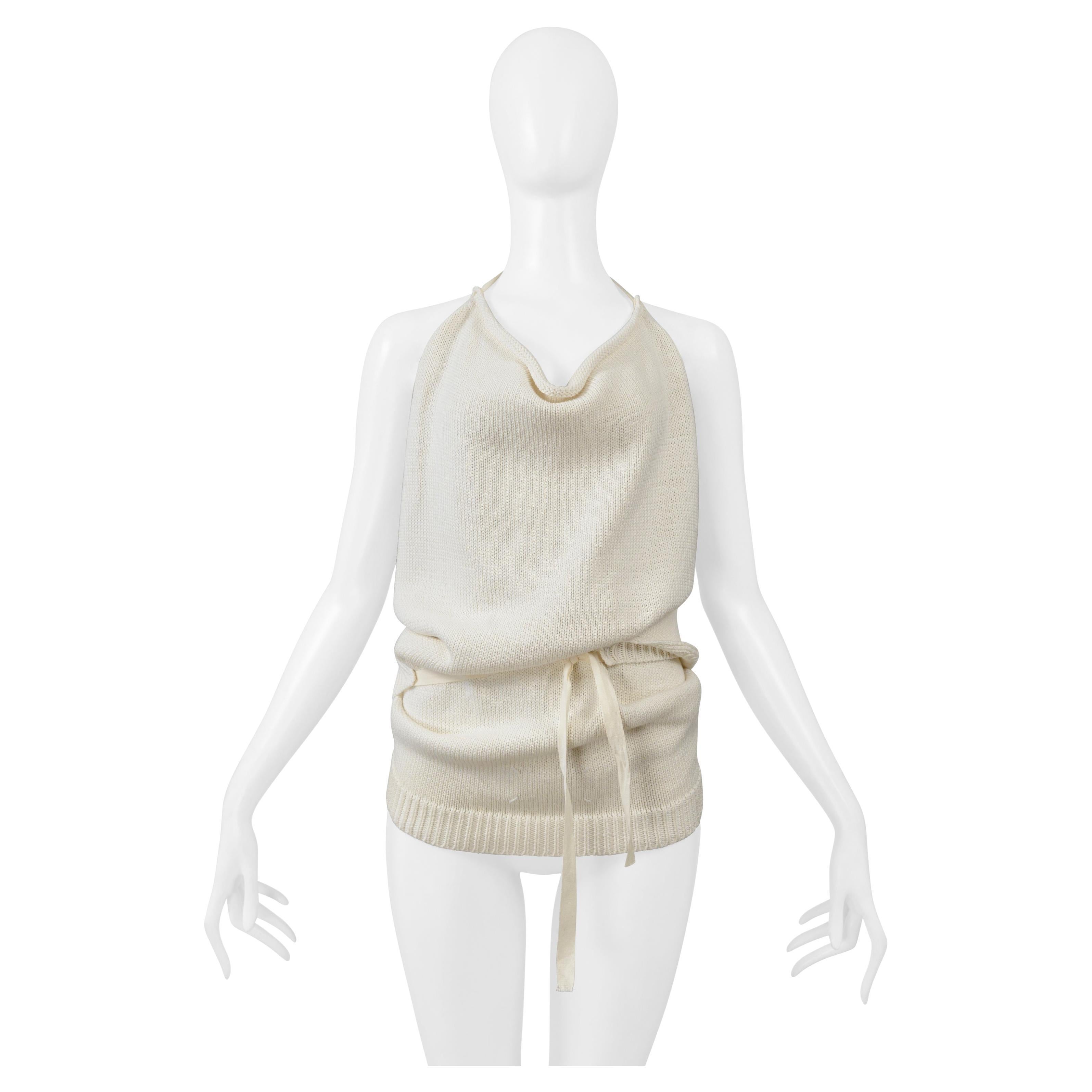 Maison Martin Margiela Off White Knit Wrap Halter Top 2000 in vendita