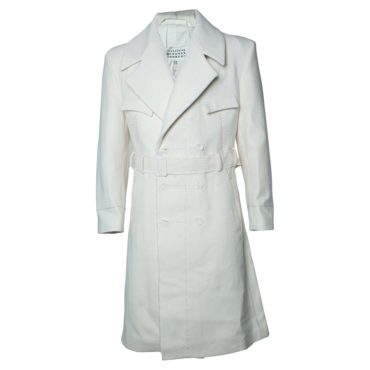 Maison Martin Margiela, Abrigo Melton blanco roto en venta