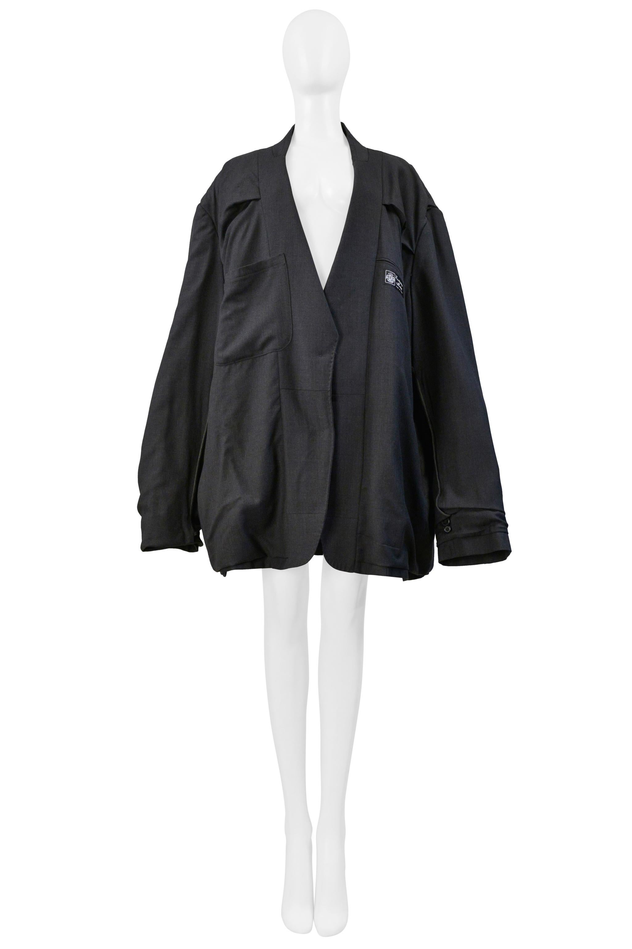 Maison Martin Margiela Veste de tailleur gris bleu surdimensionnée Aw 2000 en vente 7