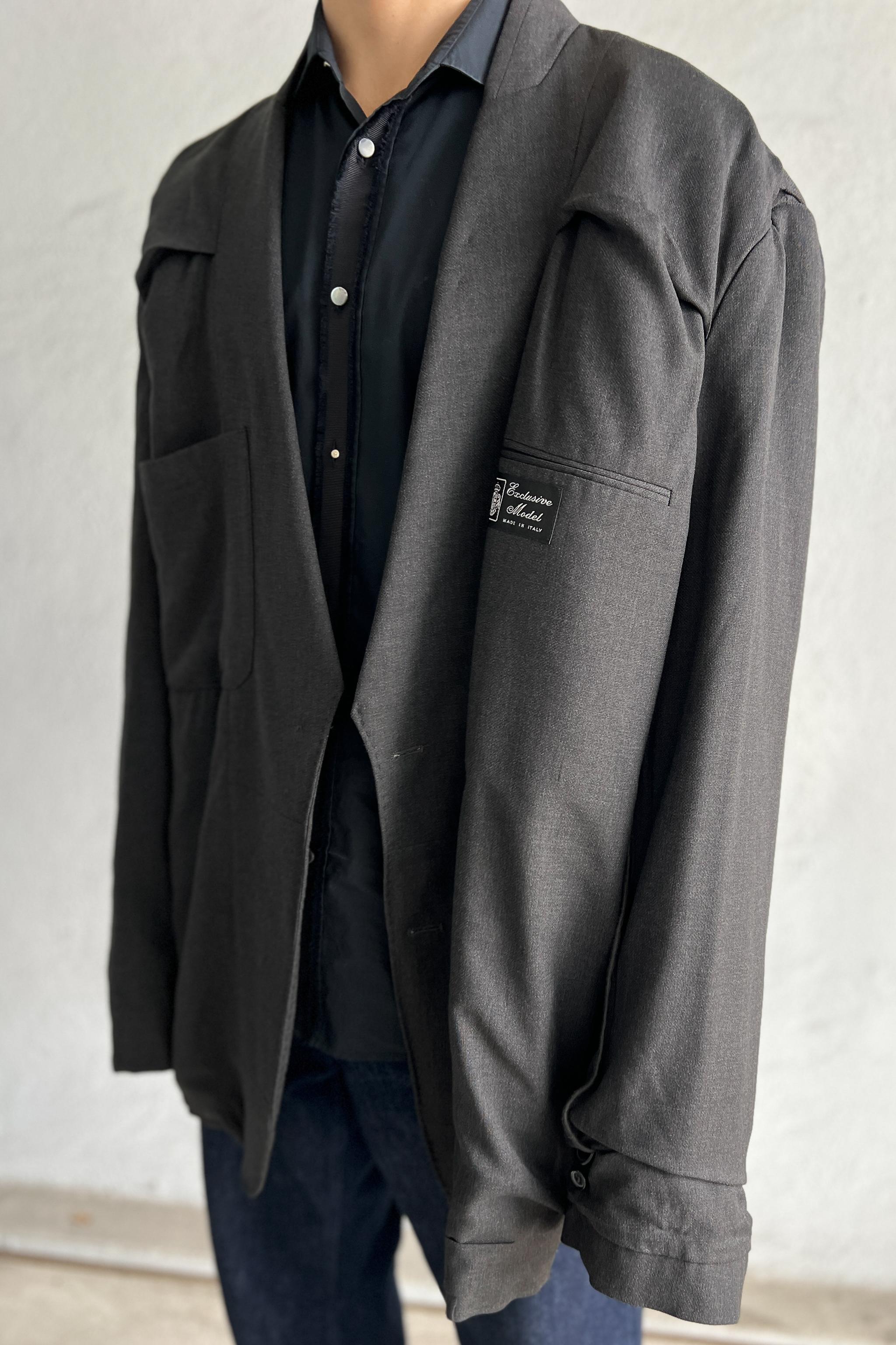 Maison Martin Margiela Veste de tailleur gris bleu surdimensionnée Aw 2000 en vente 3