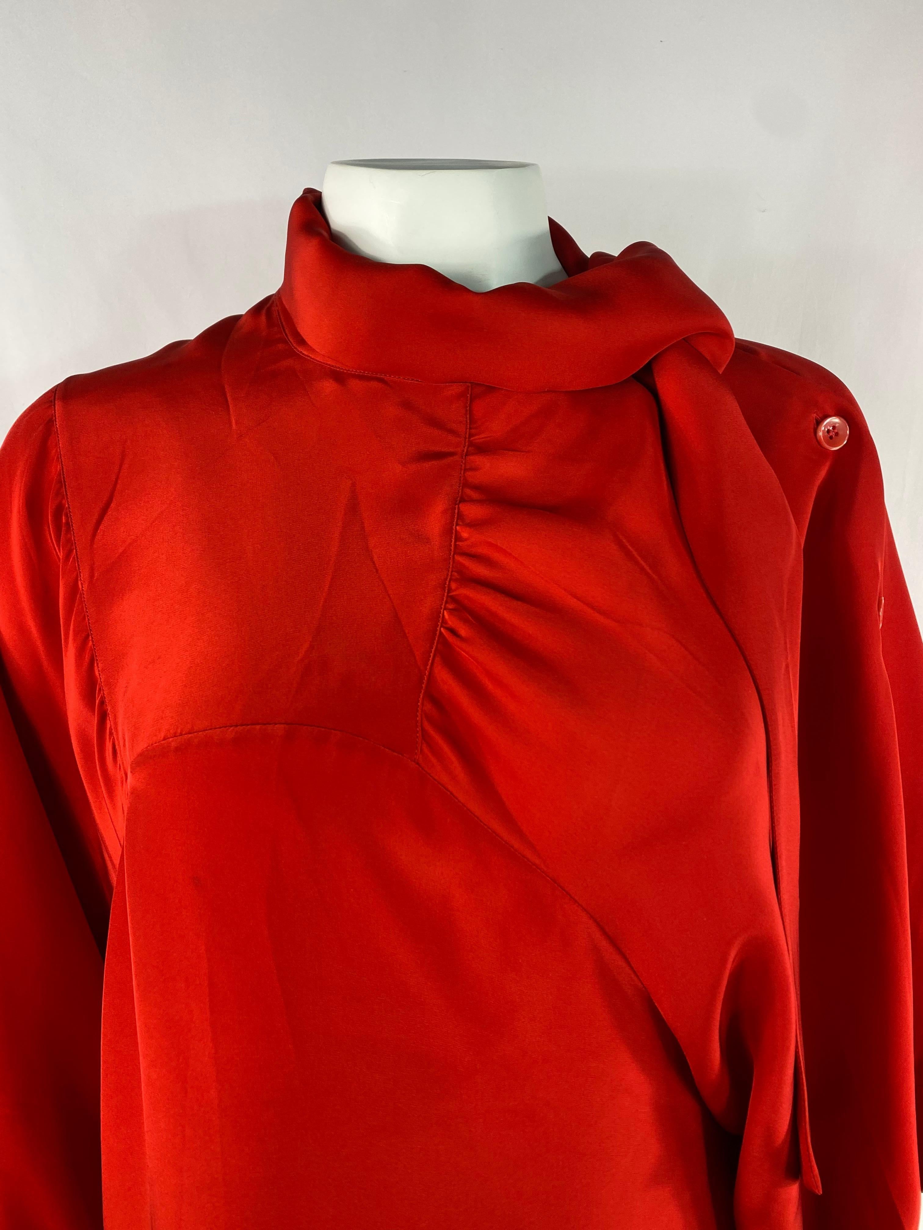 Maison Martin Margiela Paris Red Silk Mini Dress, Size 42 1