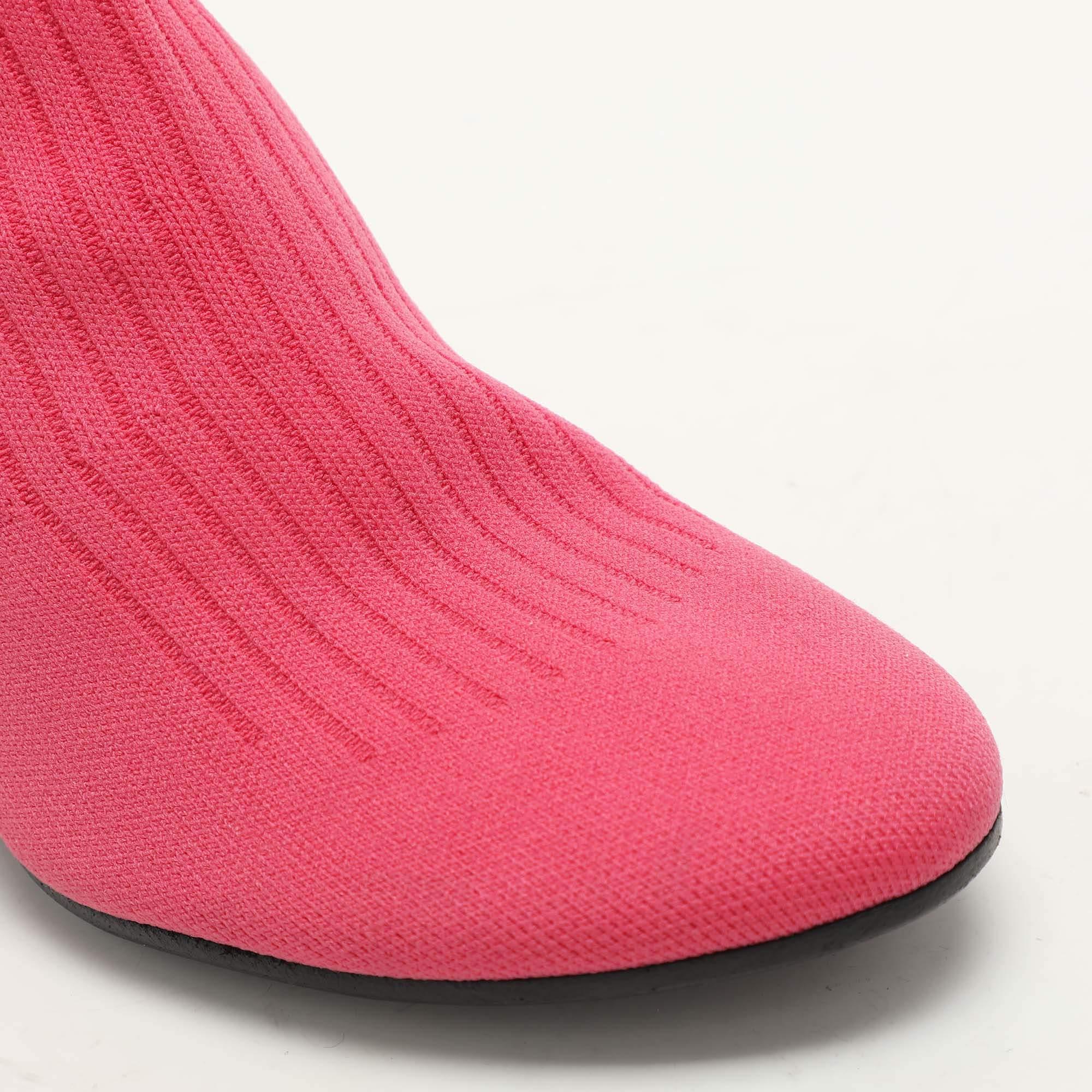 Maison Martin Margiela Pink Knit Fabric Ankle Length Boots Size 39 For Sale 3