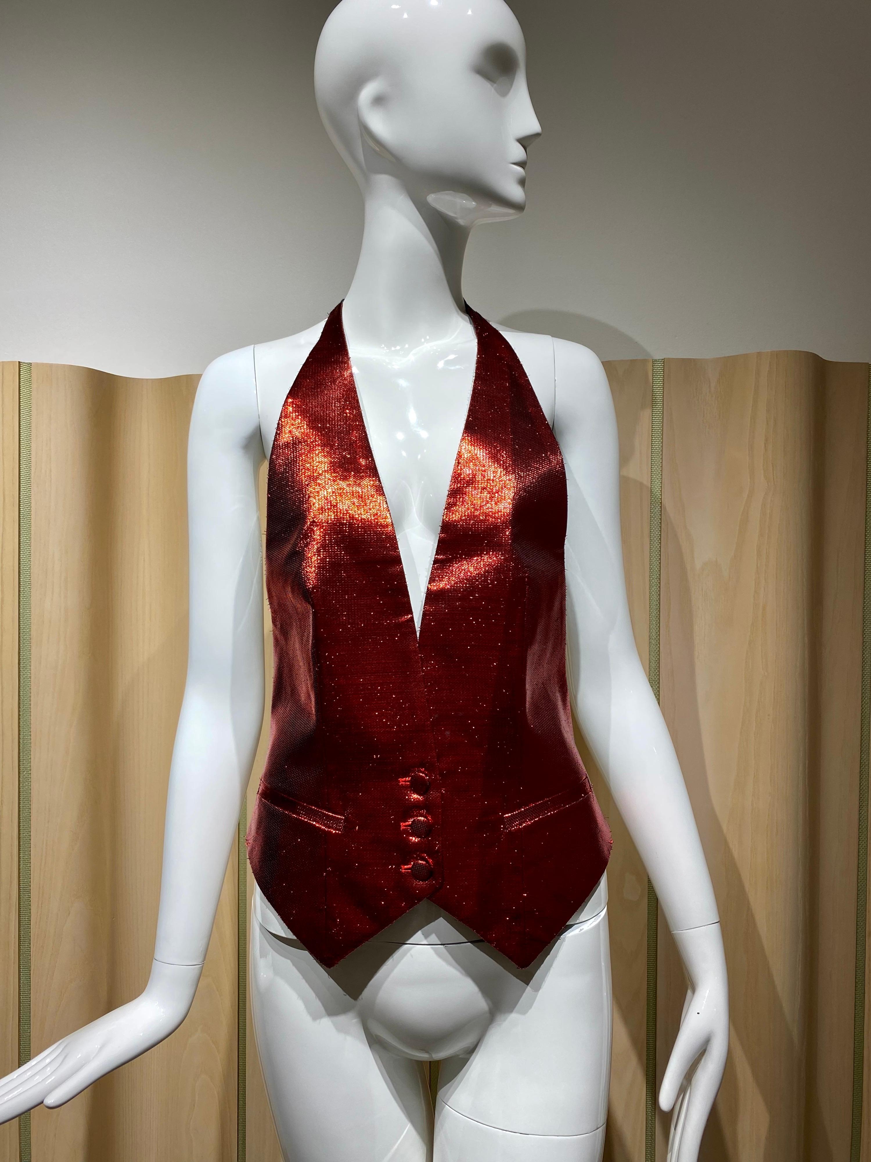 Maison Martin Margiela Red Silk Vest  For Sale 3