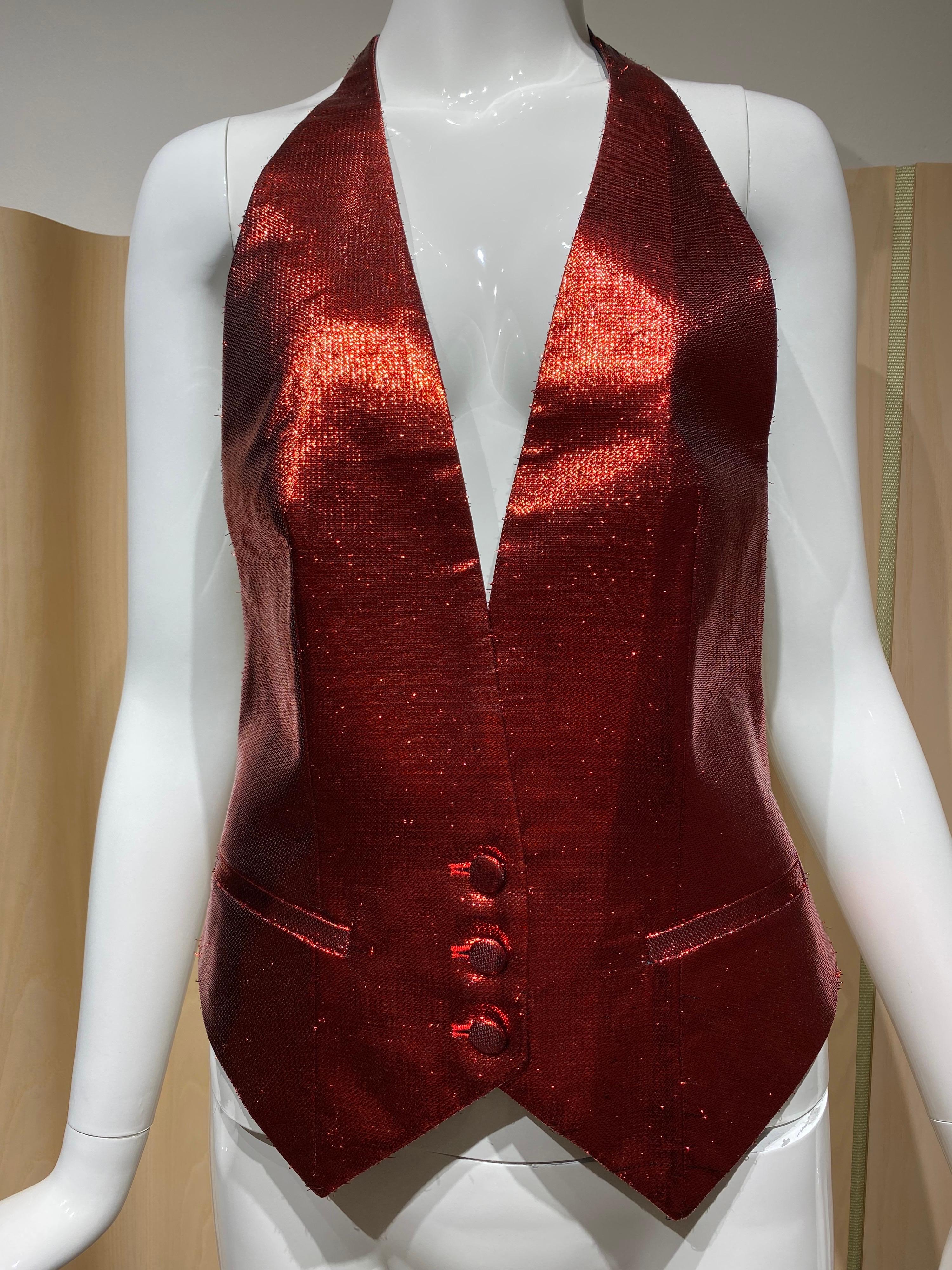 Maison Martin Margiela Red Silk Vest  For Sale 4