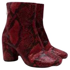 Maison Martin Margiela Red Snakeskin Print Ankle Boots