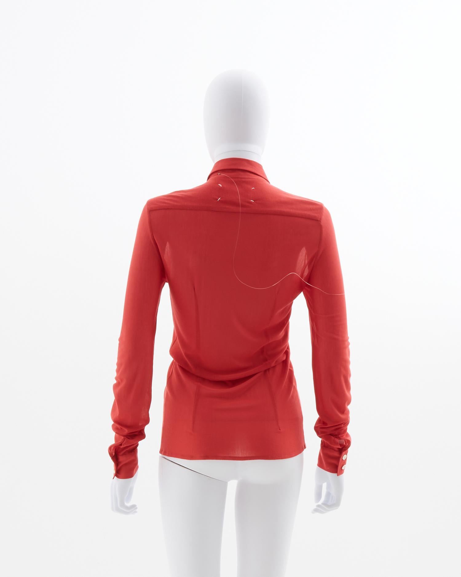 Red Maison Martin Margiela red viscosa shirt, ss 2001 For Sale