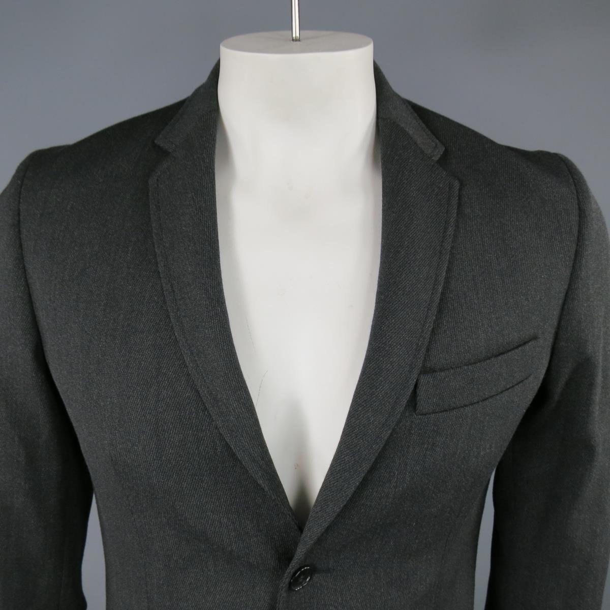 Men's MAISON MARTIN MARGIELA Regular Charcoal Solid Wool Notch Lapel Sport Coat For Sale