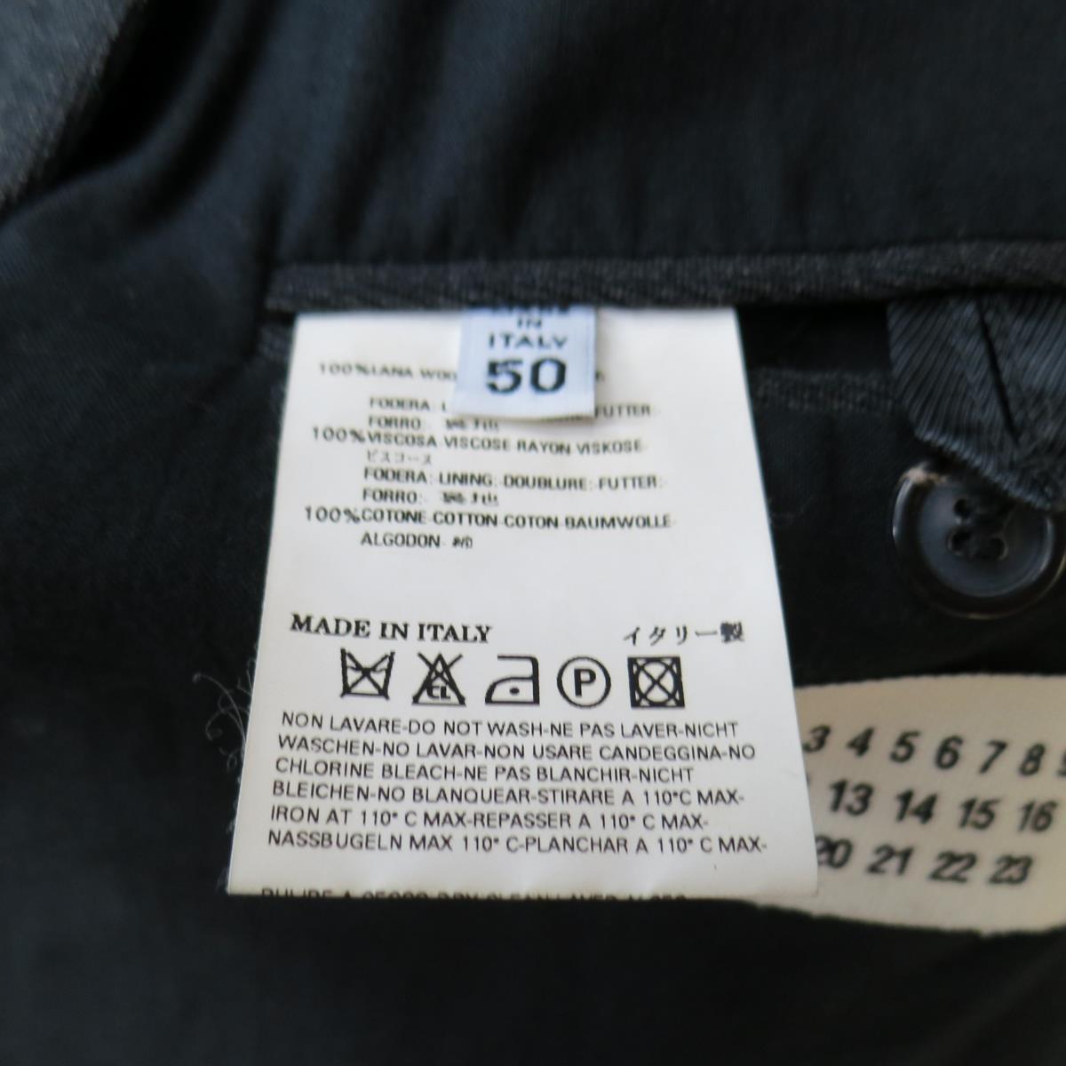 MAISON MARTIN MARGIELA Regular Charcoal Solid Wool Notch Lapel Sport Coat For Sale 5