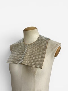 Maison Martin Margiela Collana con colletto in pelle con strass, anni 2000