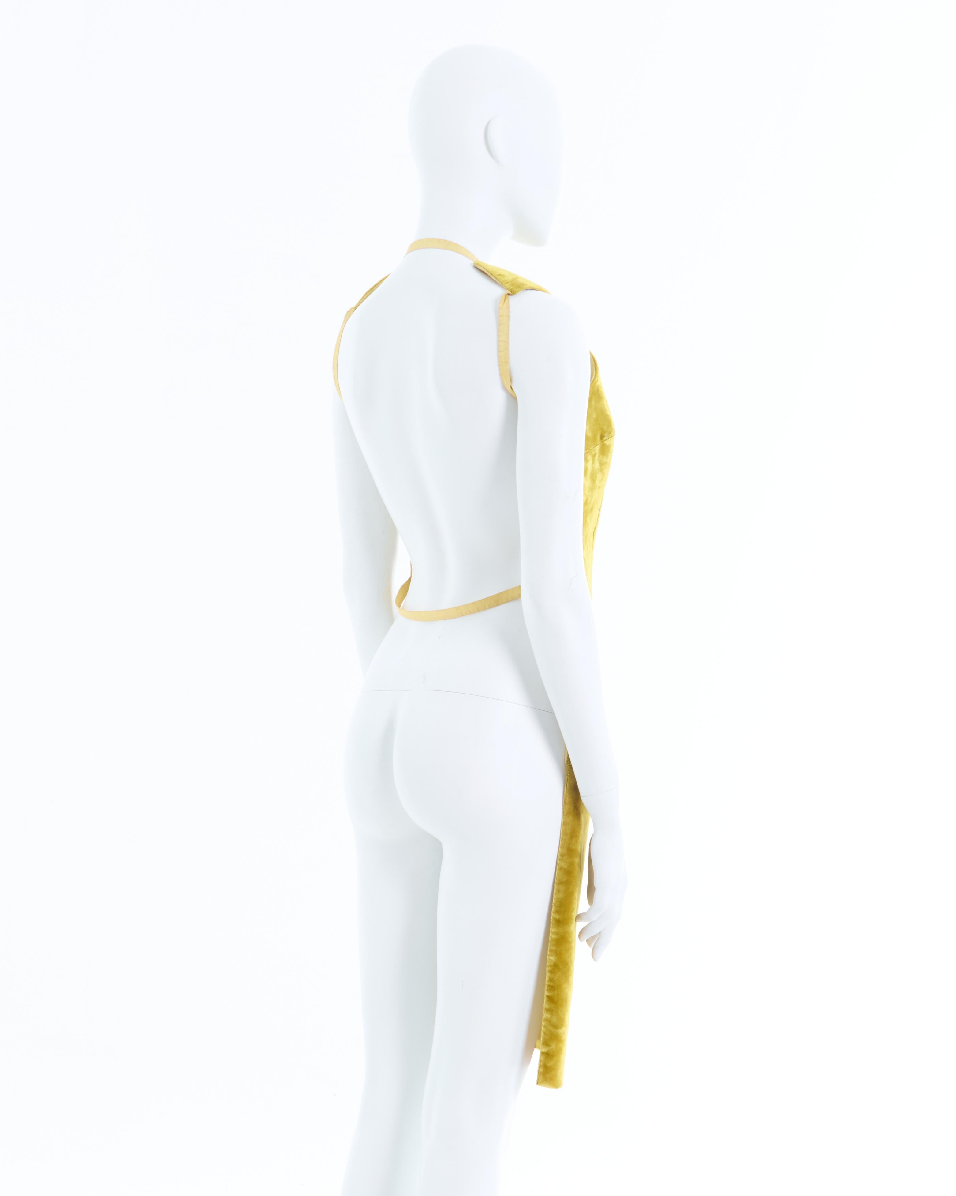 Maison Martin Margiela S/S 1997 Semi-Couture, plastron en velours jaune doré Pour femmes en vente
