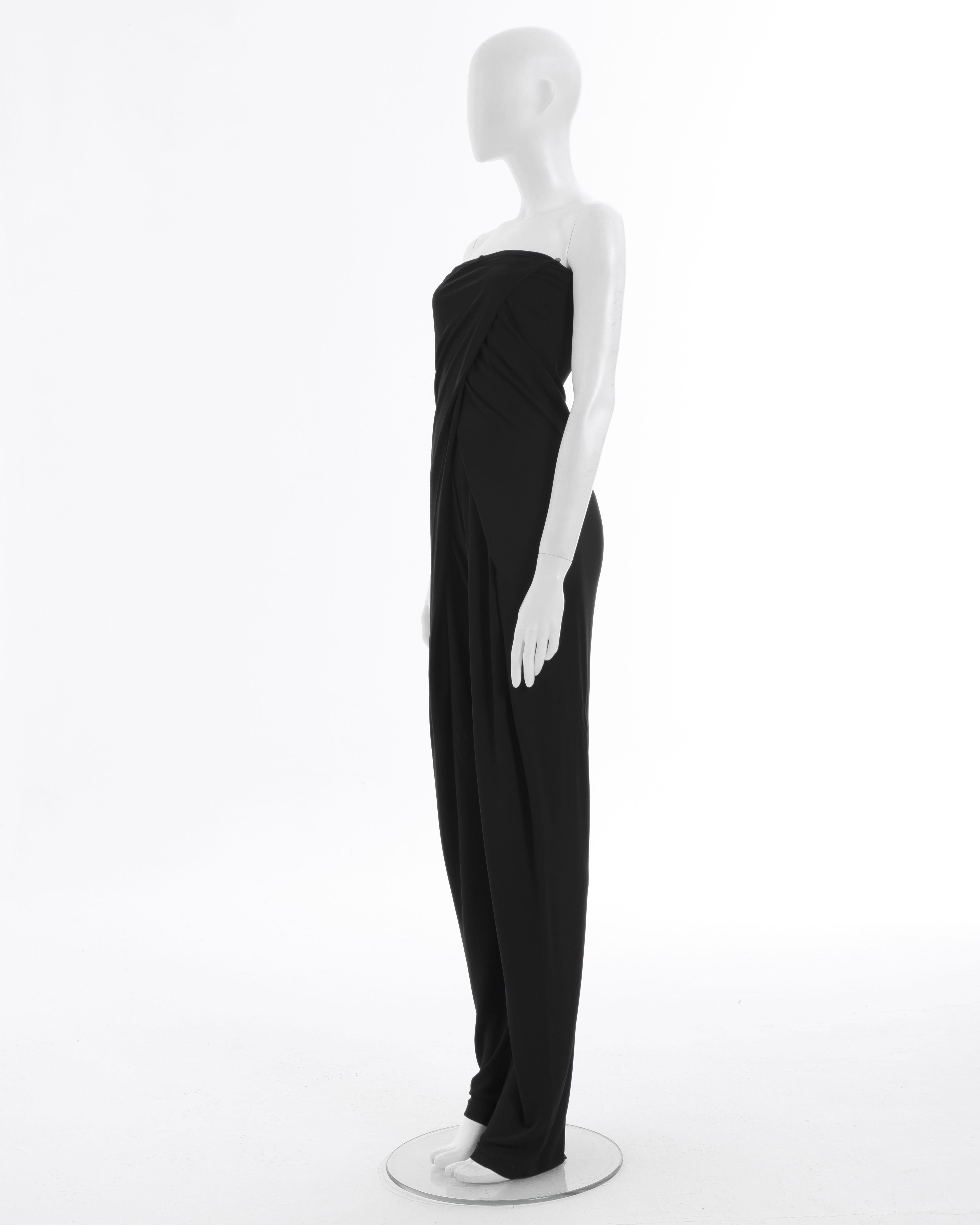 Maison Martin Margiela S/S 2006 Black viscose shoulder off panel jumpsuit In Excellent Condition For Sale In Milano, IT