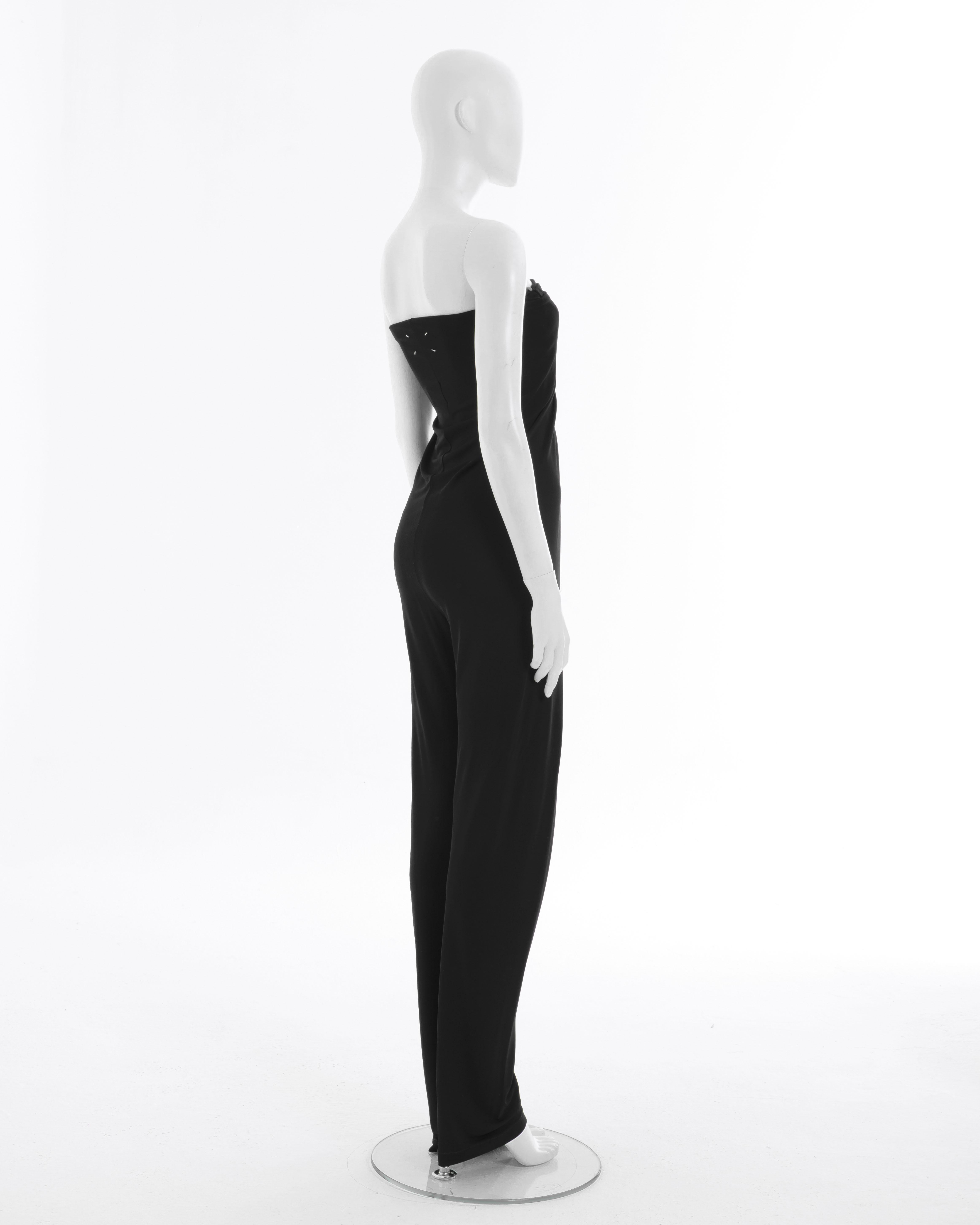 Maison Martin Margiela S/S 2006 Black viscose shoulder off panel jumpsuit For Sale 1