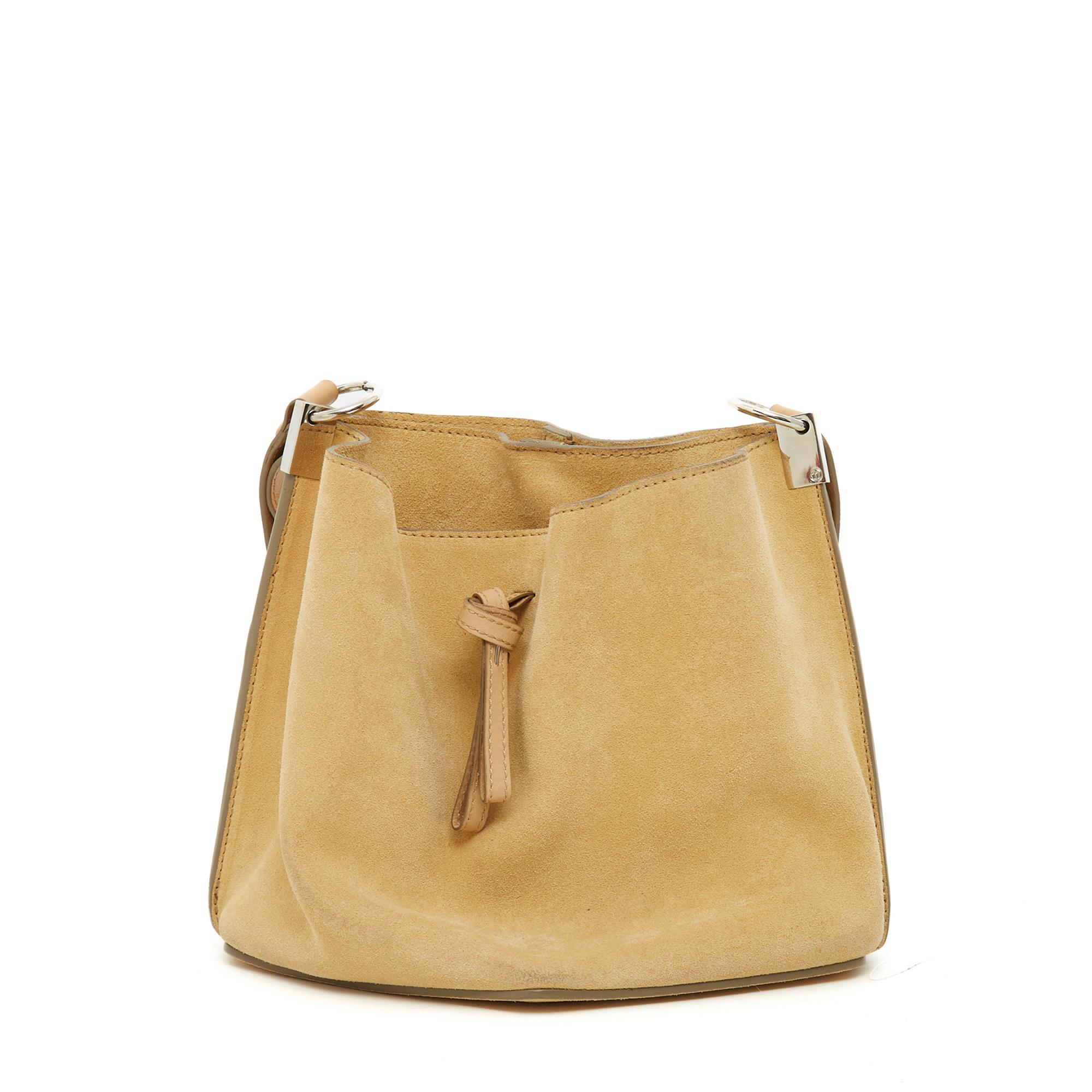 Maison Martin Margiela Sac Daim Pentagon Base Beige Suede Bucket Bag by Margiela Excellent état - En vente à PARIS, FR