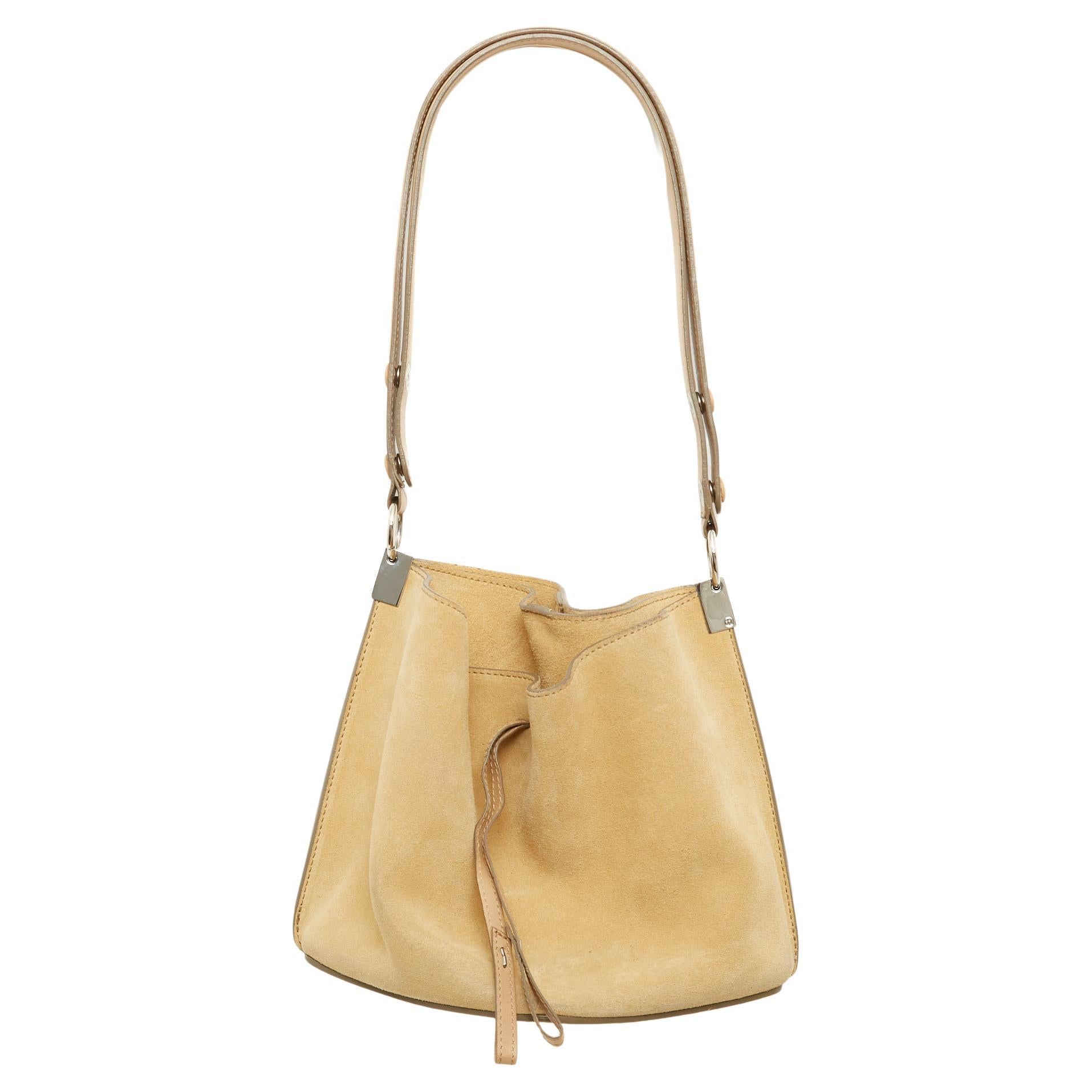 Maison Martin Margiela Sac Daim Pentagon Base Beige Suede Bucket Bag by Margiela en vente