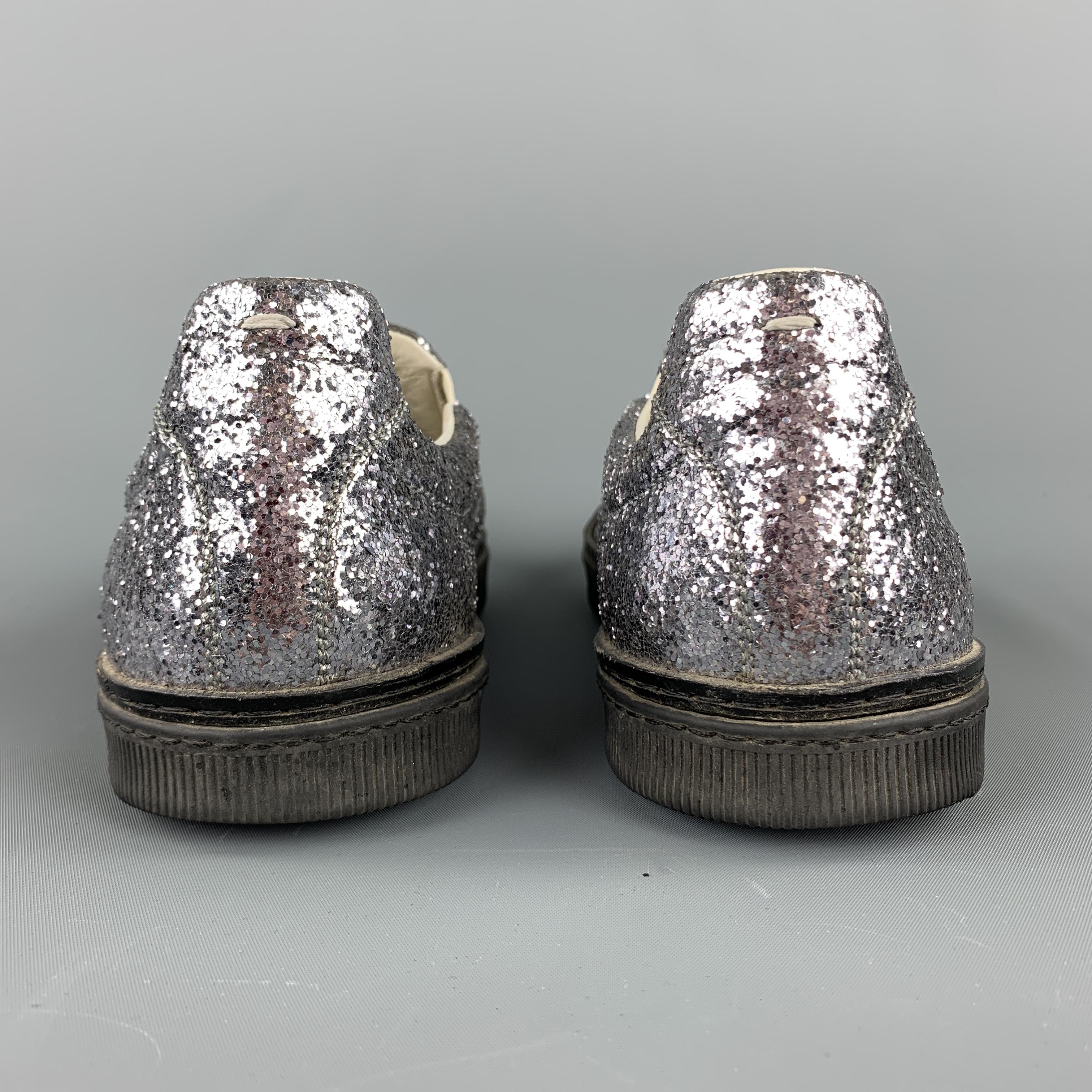 MAISON MARTIN MARGIELA Size 10 Silver Glitter Slip On Sneakers In Good Condition In San Francisco, CA