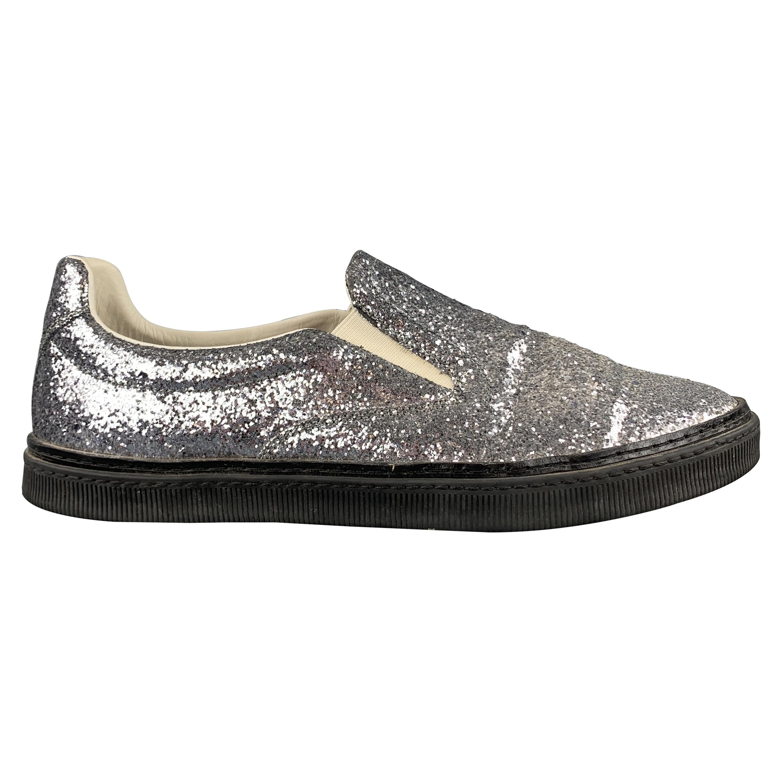 black glitter slip on sneakers