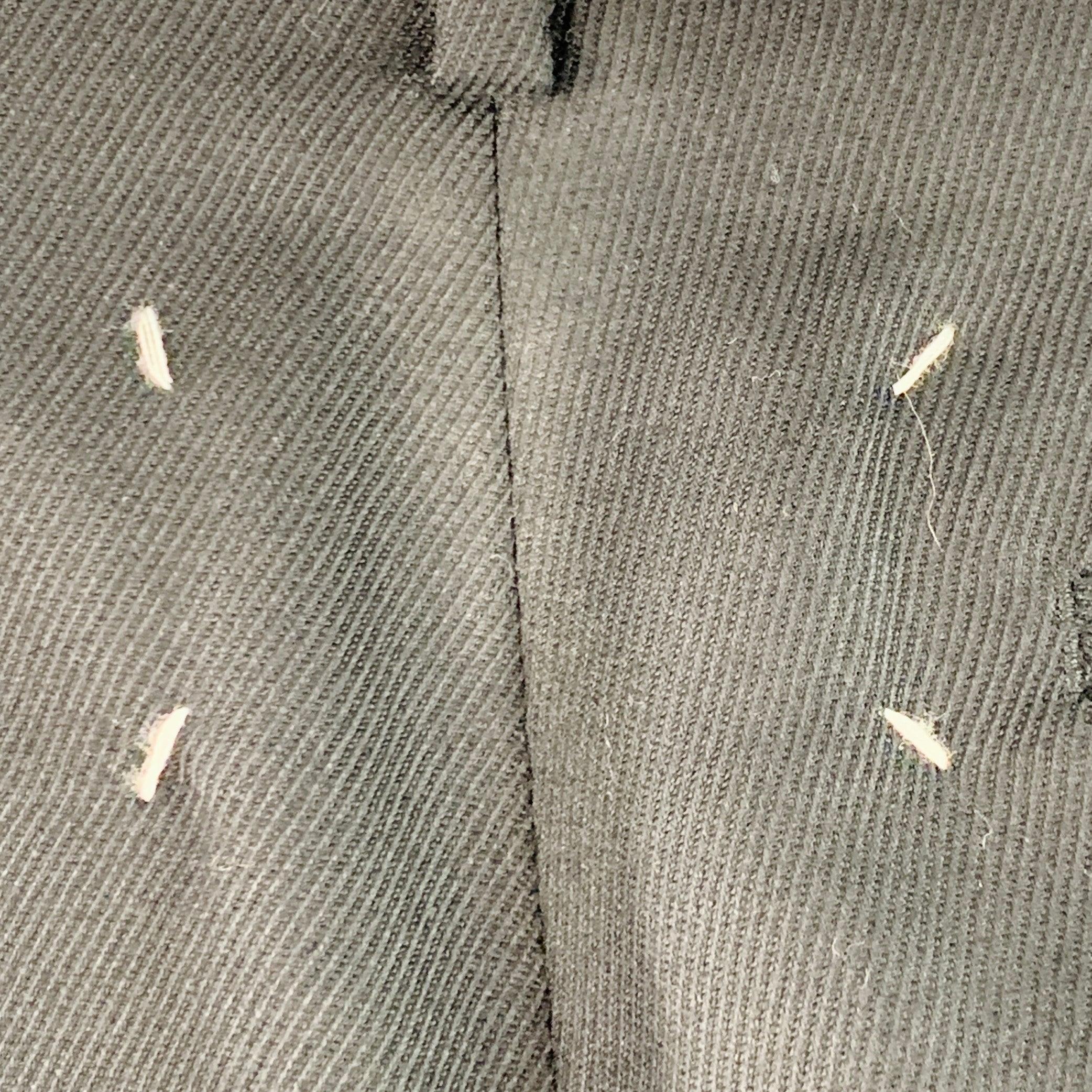 Uomo Maison Martin Margiela Taglia 28 Pantaloni da Abito in Twill di Lana Nero con Fiamme Frontali Piatte in vendita