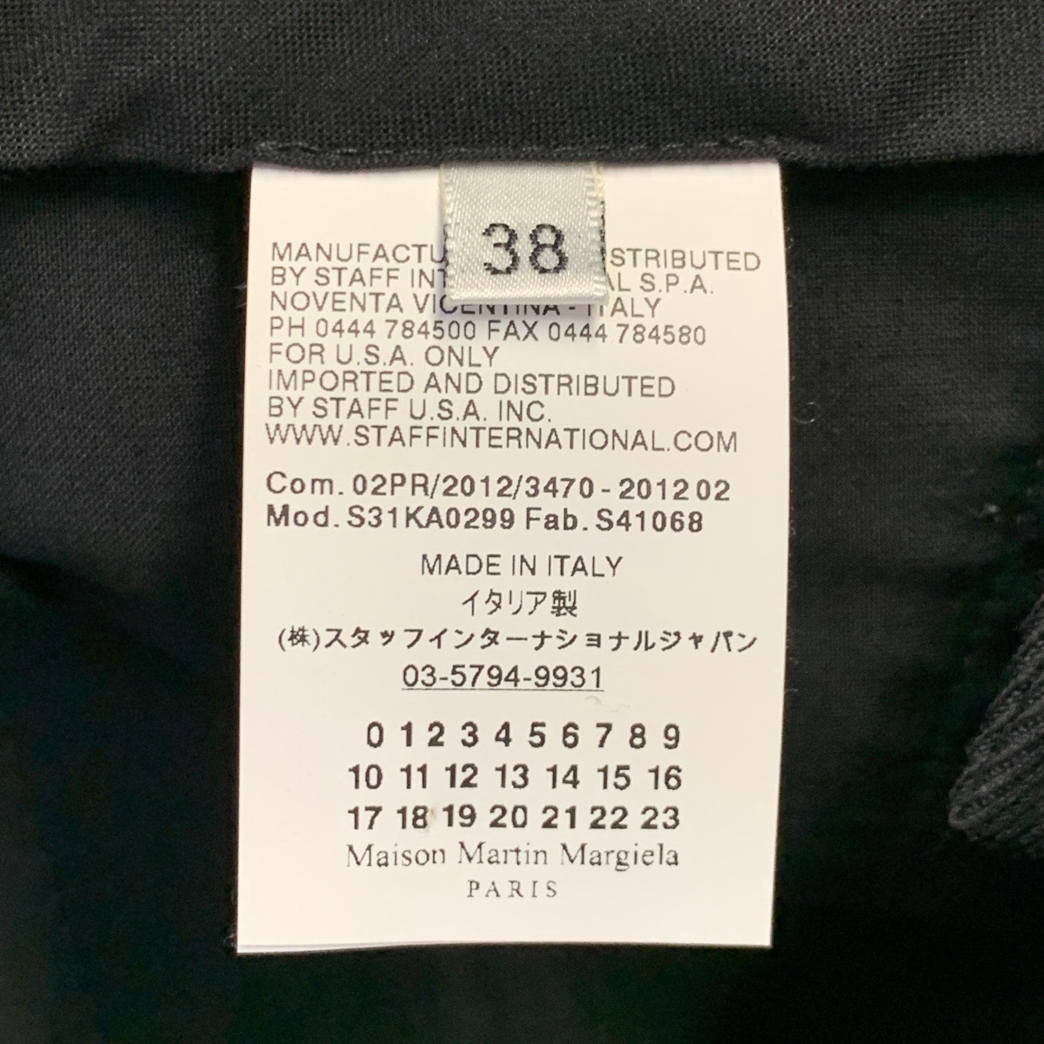 Maison Martin Margiela Taglia 28 Pantaloni da Abito in Twill di Lana Nero con Fiamme Frontali Piatte in vendita 3