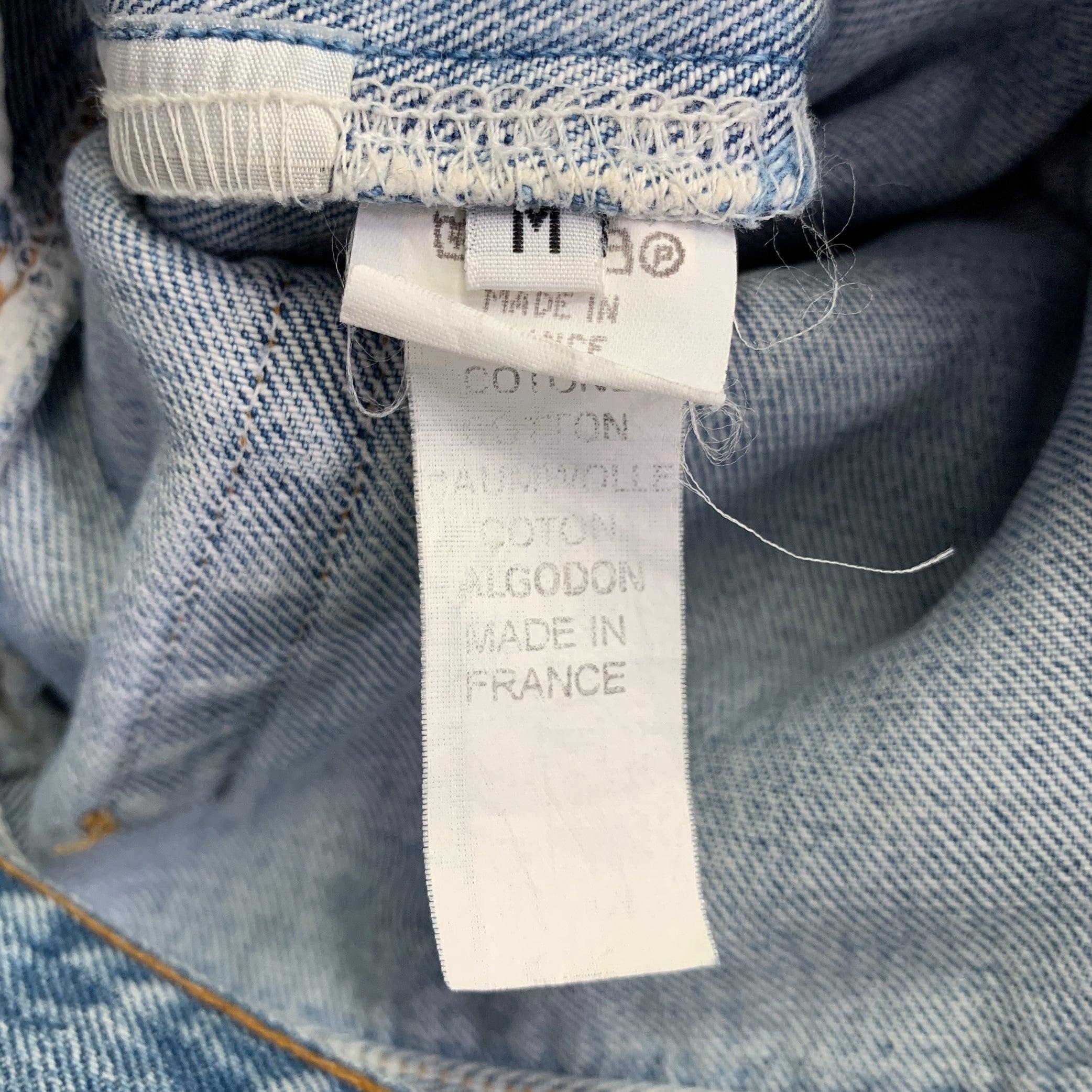 Men's MAISON MARTIN MARGIELA Size 32 White Blue Painted Denim Button Fly Jeans