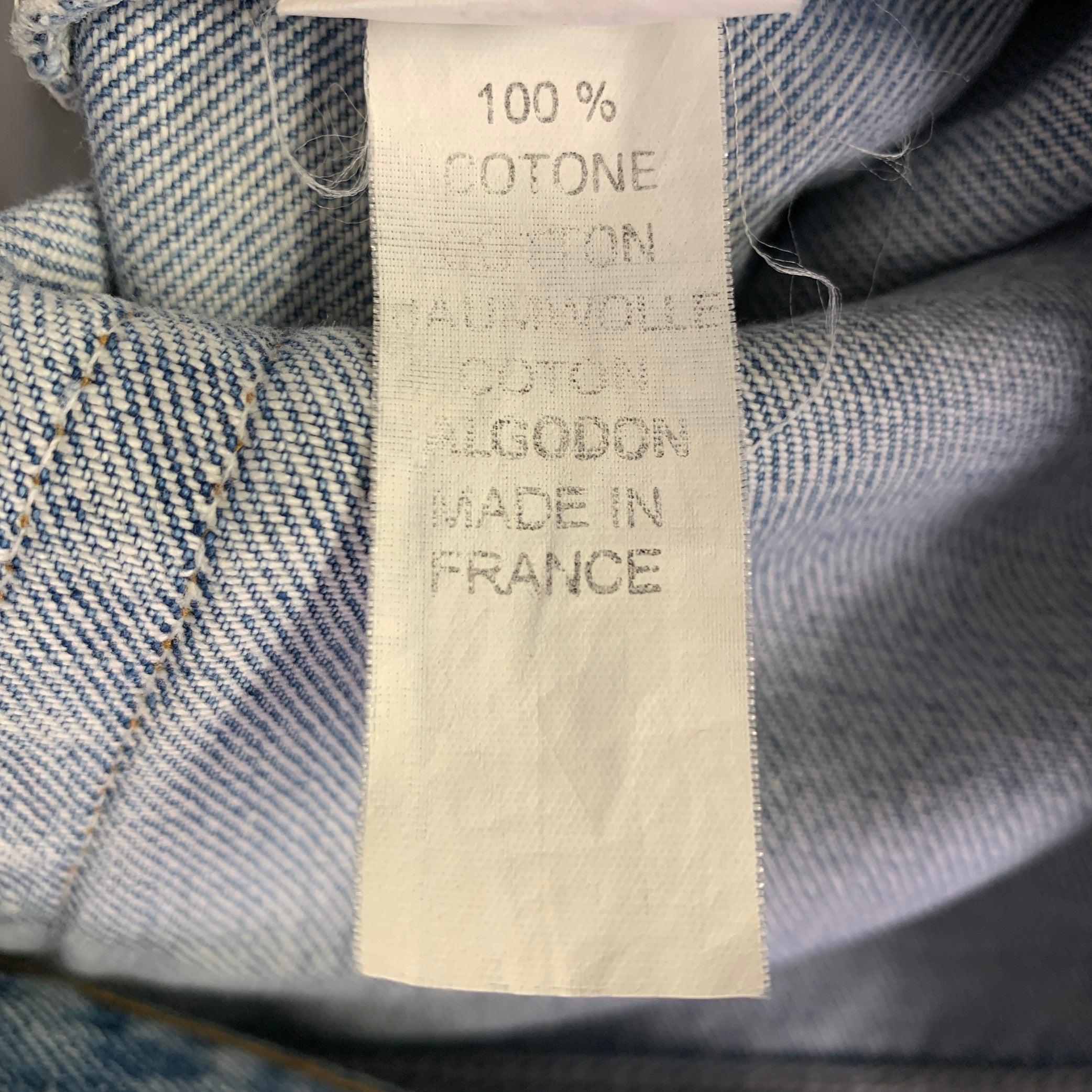 MAISON MARTIN MARGIELA Size 32 White Blue Painted Denim Button Fly Jeans 1