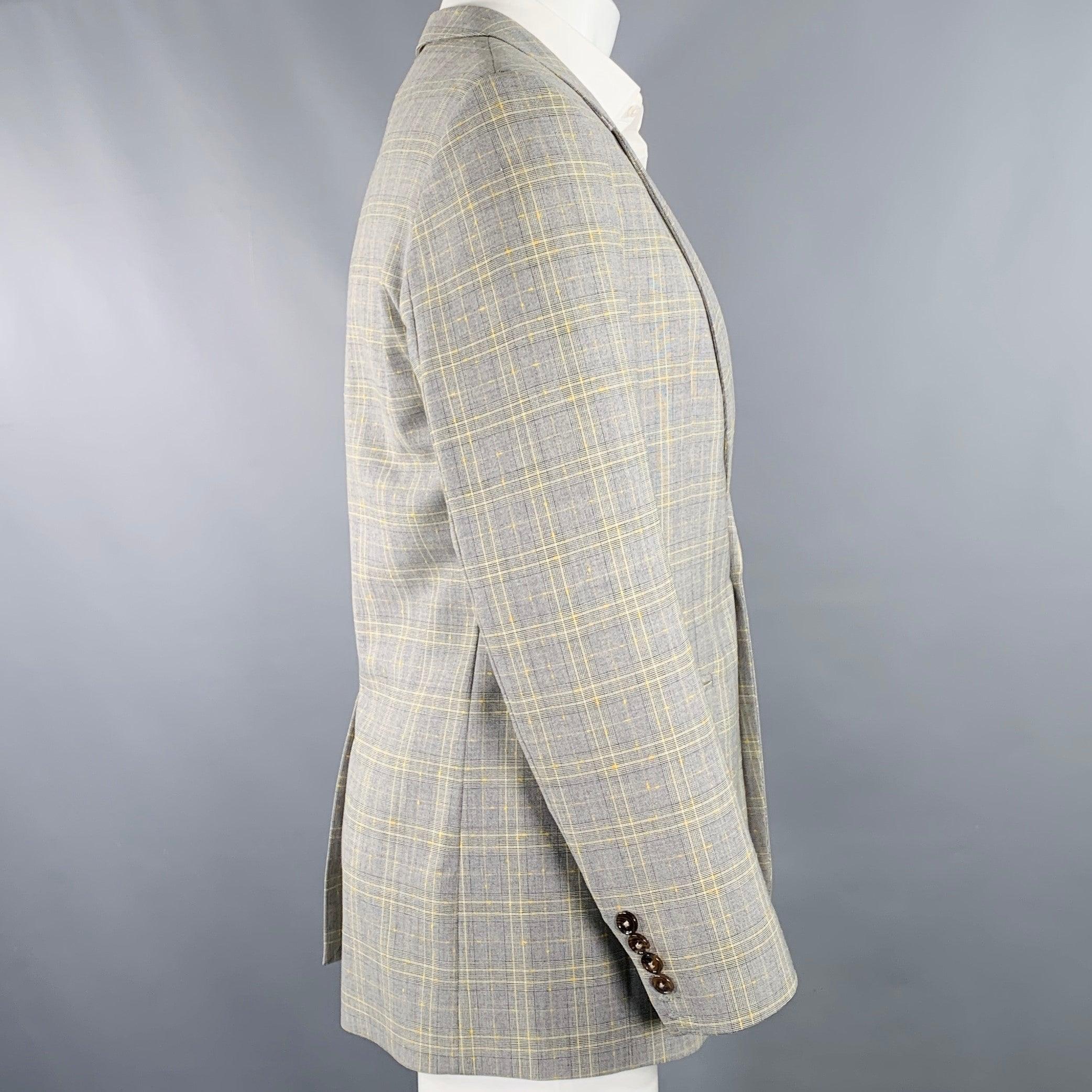 Gris MAISON MARTIN MARGIELA - Manteau de sport à carreaux gris et jaunes, taille 38 en vente