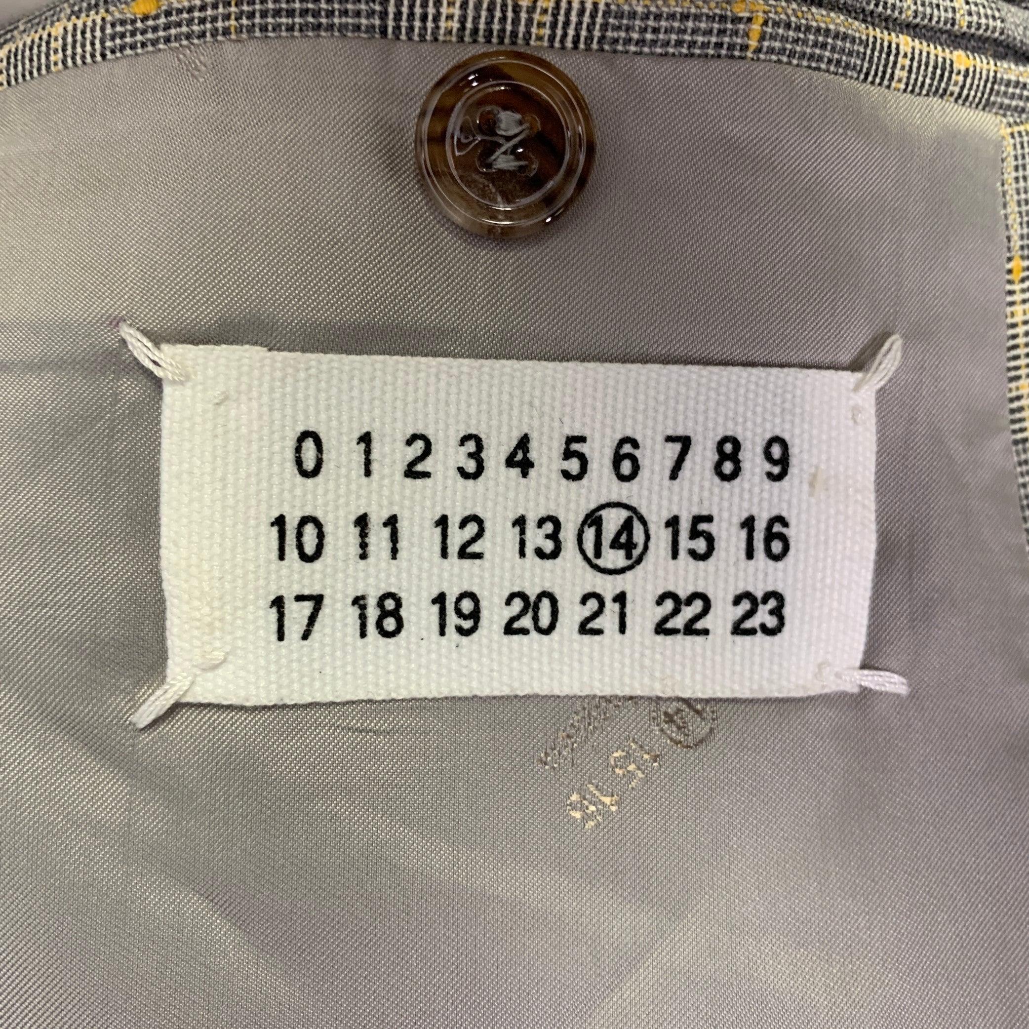 MAISON MARTIN MARGIELA - Manteau de sport à carreaux gris et jaunes, taille 38 en vente 1